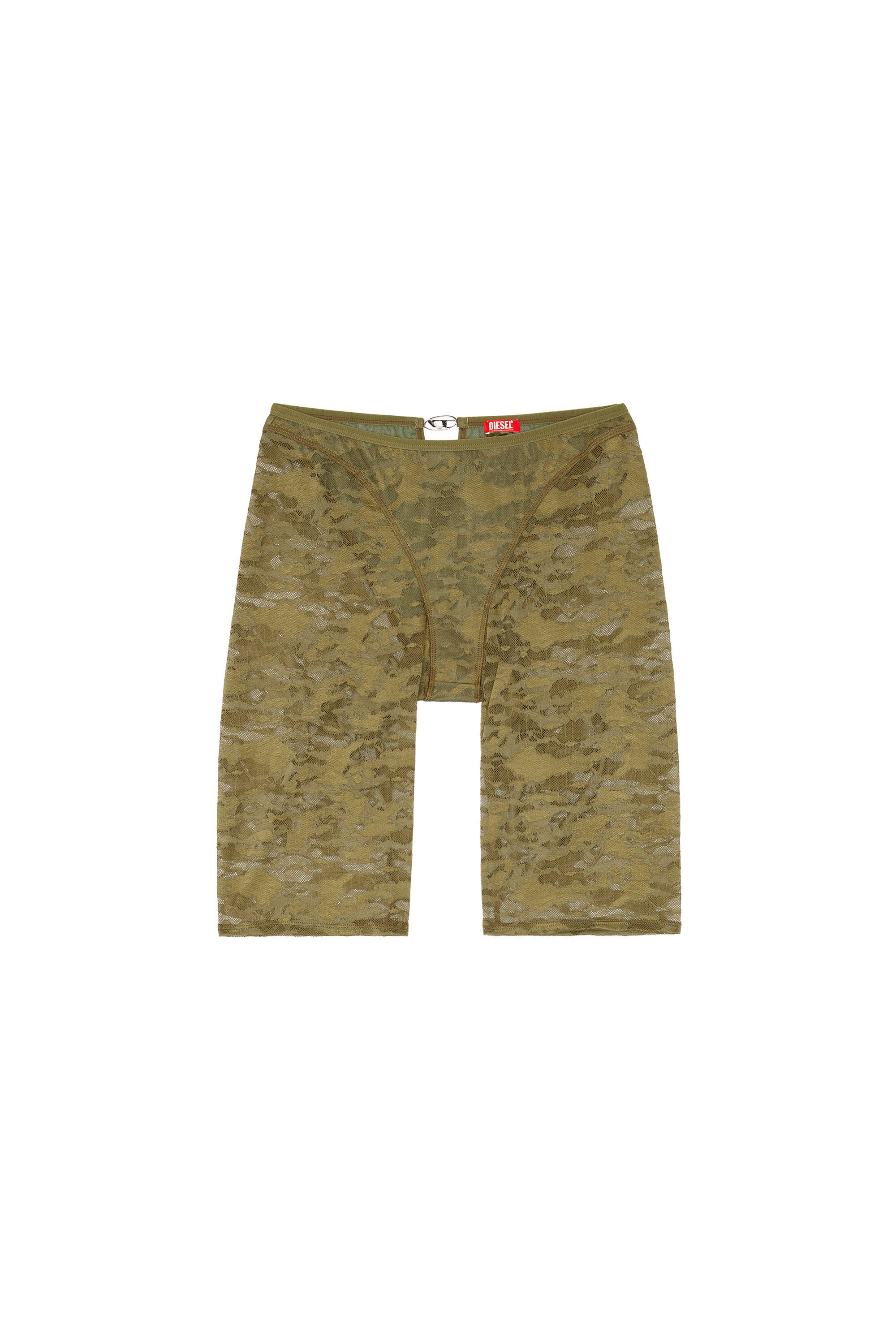 Diesel - UFLB-D-OVAL-LACE-SHORT, Short en dentelle camouflage avec plaque Oval D Femme in Vert - 2