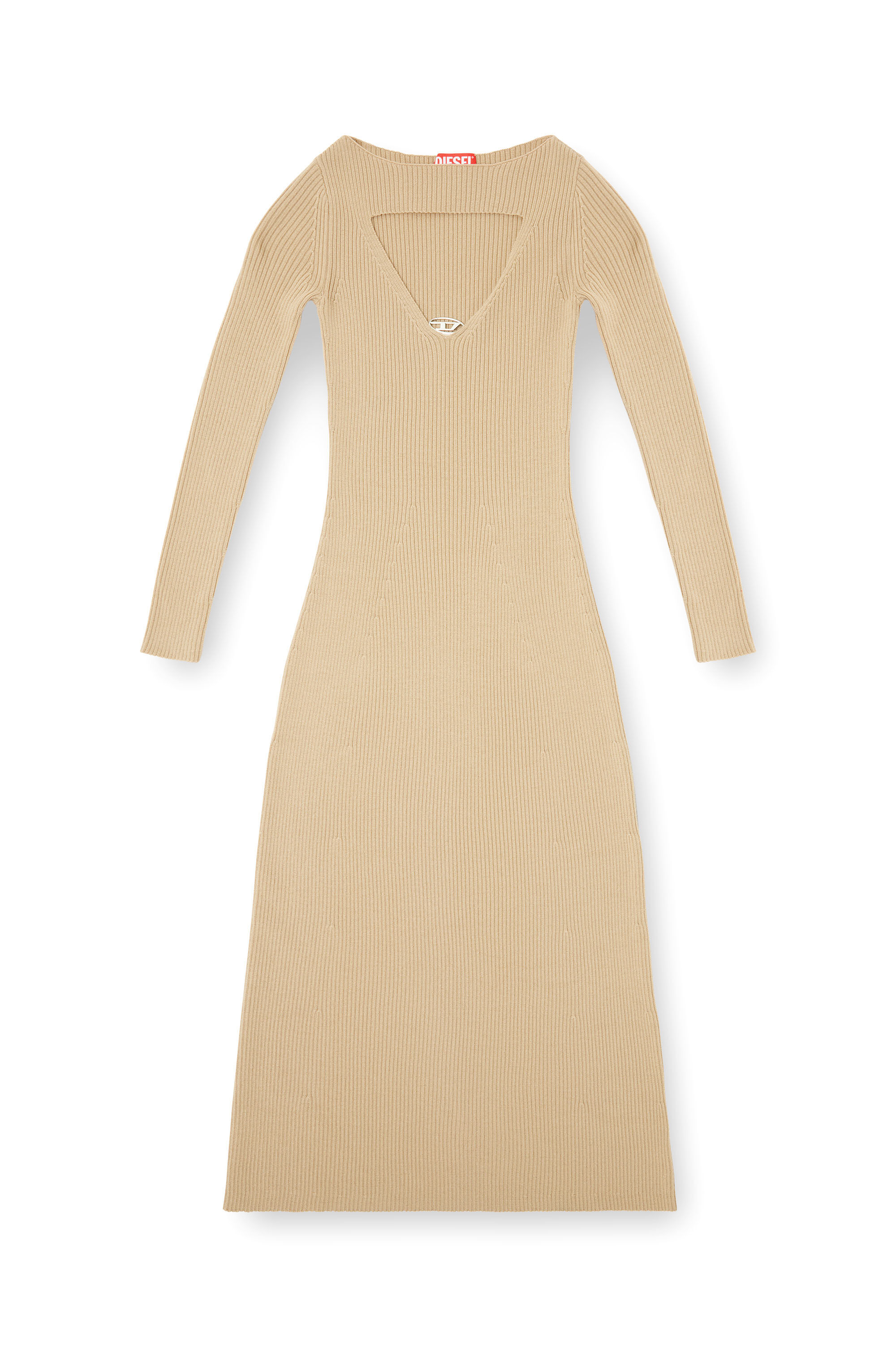 Diesel - M-OLONI, Robe midi en laine avec incrustation Femme in Marron - 2