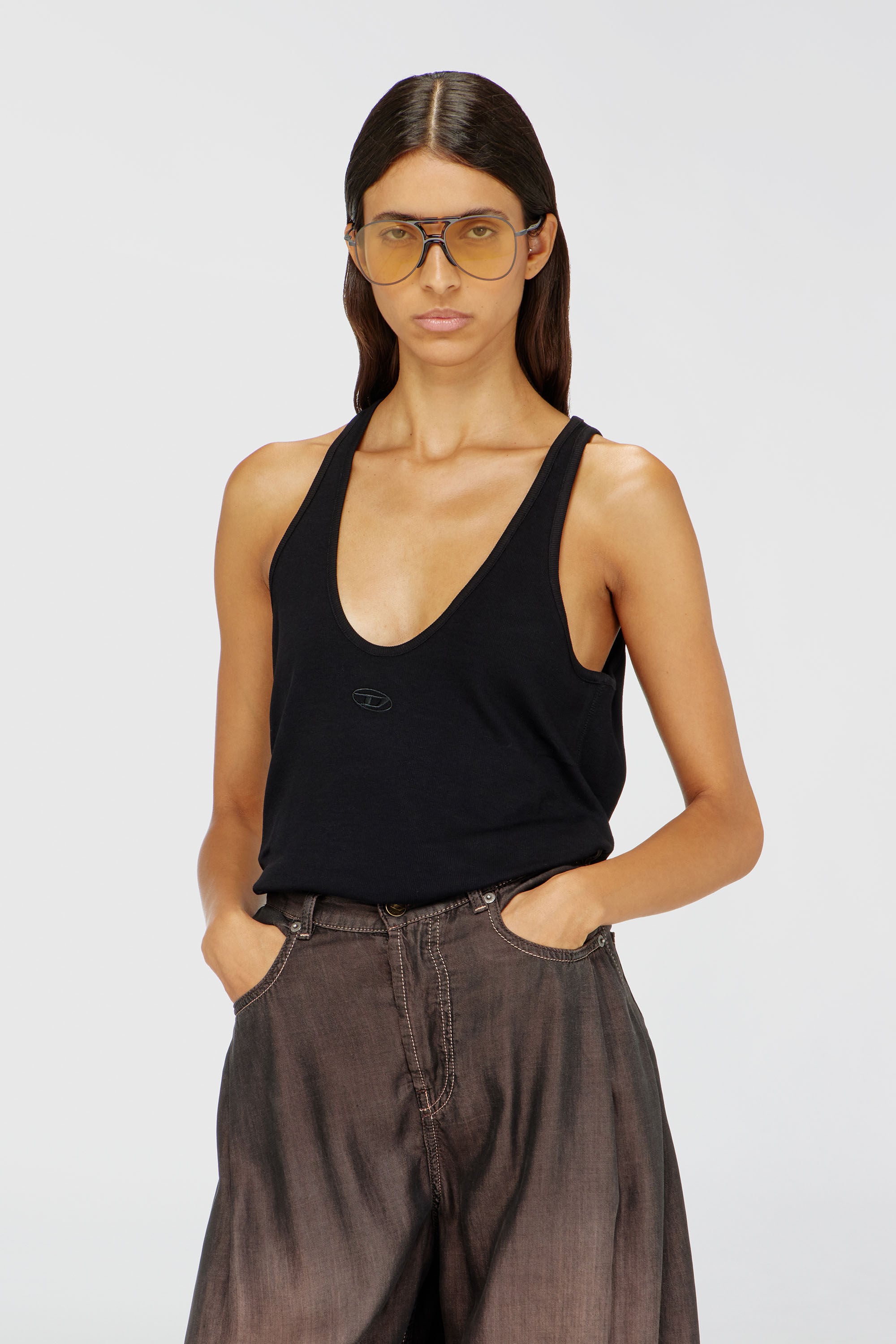 Diesel - T-IPSYA-LKDS, D&eacute;bardeur c&ocirc;tel&eacute; avec Oval D Femme in Noir - 3