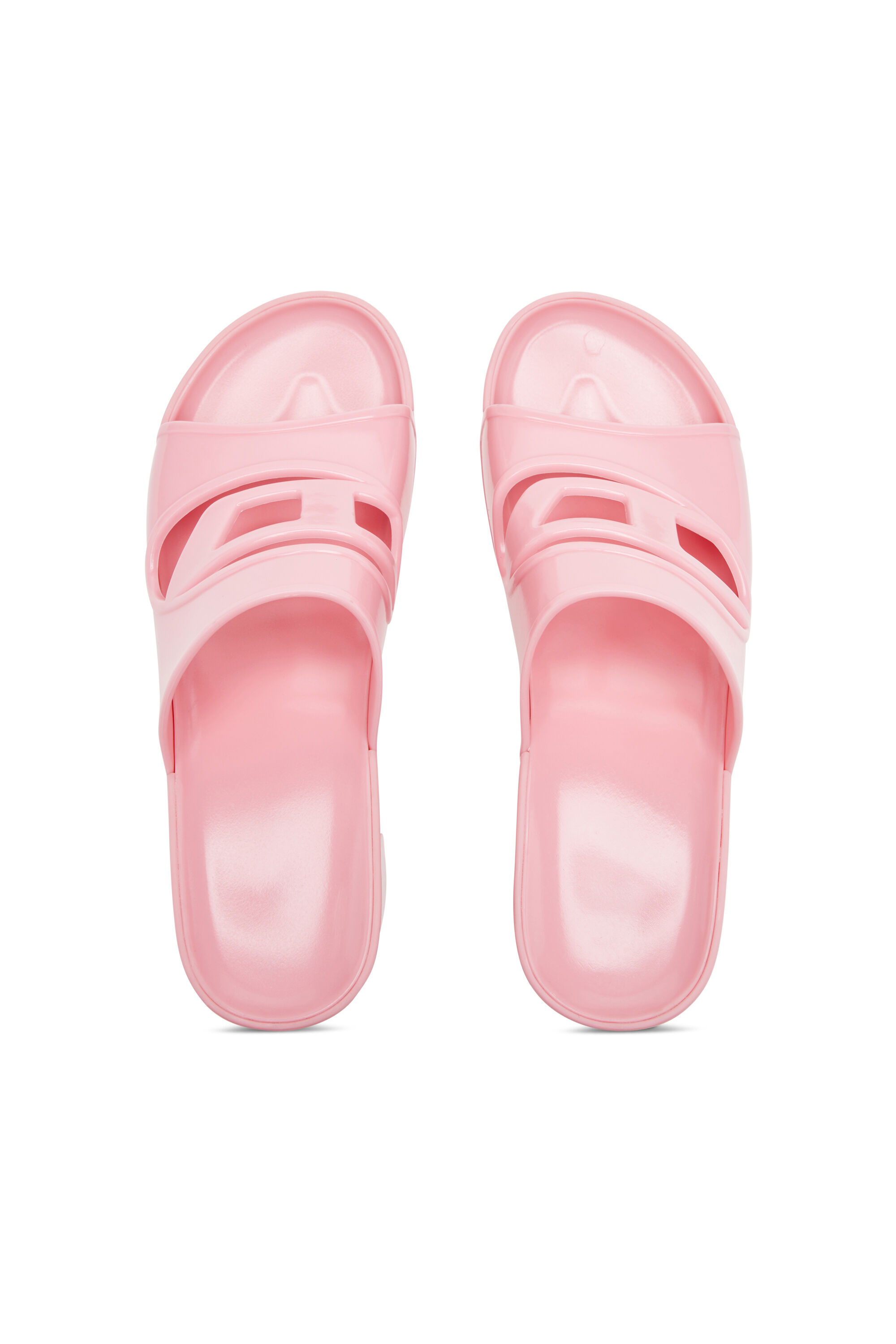 Diesel - SA-BONNIE, Sa-Bonnie-Slides en caoutchouc à talons avec logo ajouré Femme in Rose - 4