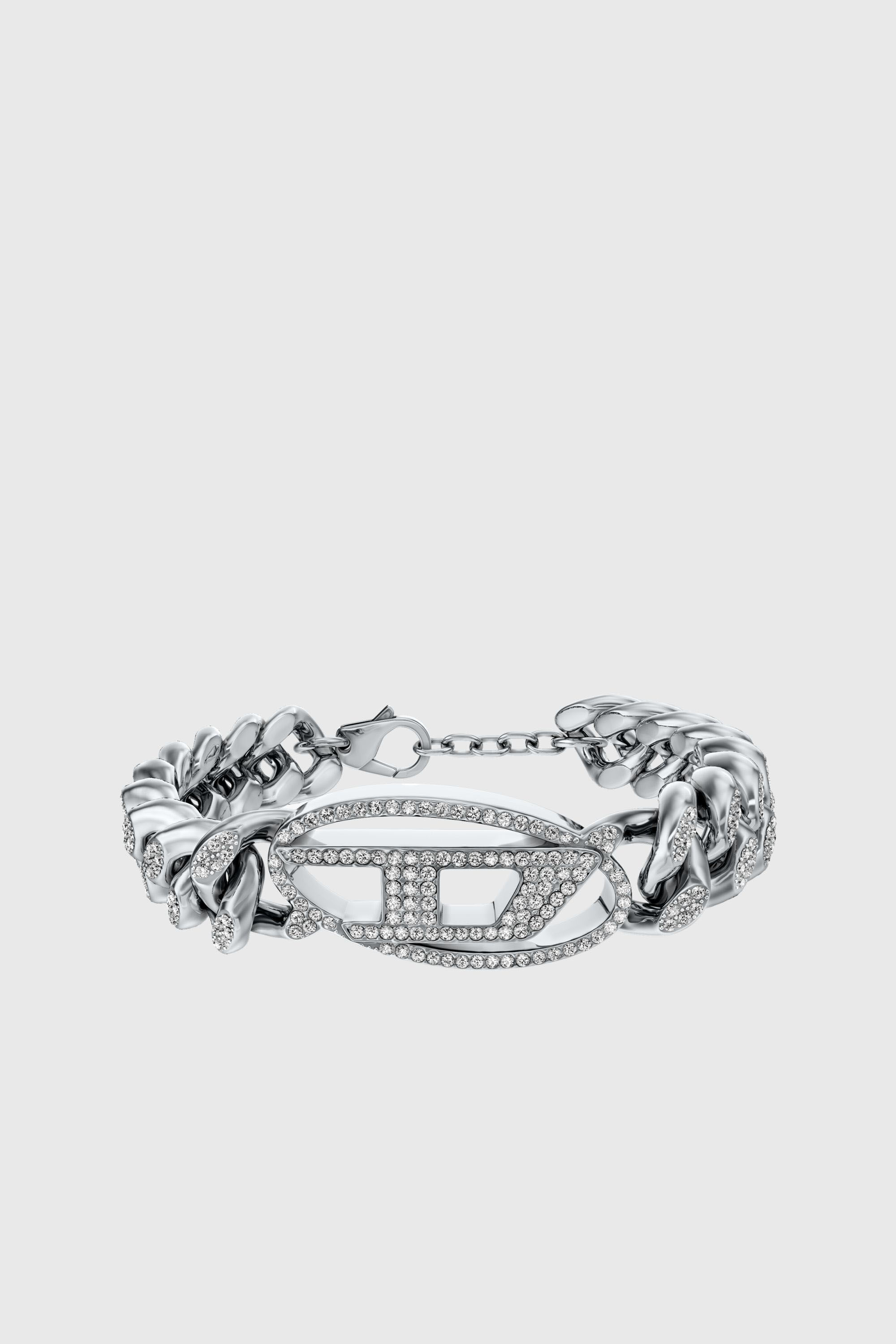 Diesel - DX1707040 JEWELLERY, Bracelet cha&icirc;ne en acier inoxydable oval D avec glitz Mixte in Gris argent&eacute; - 1