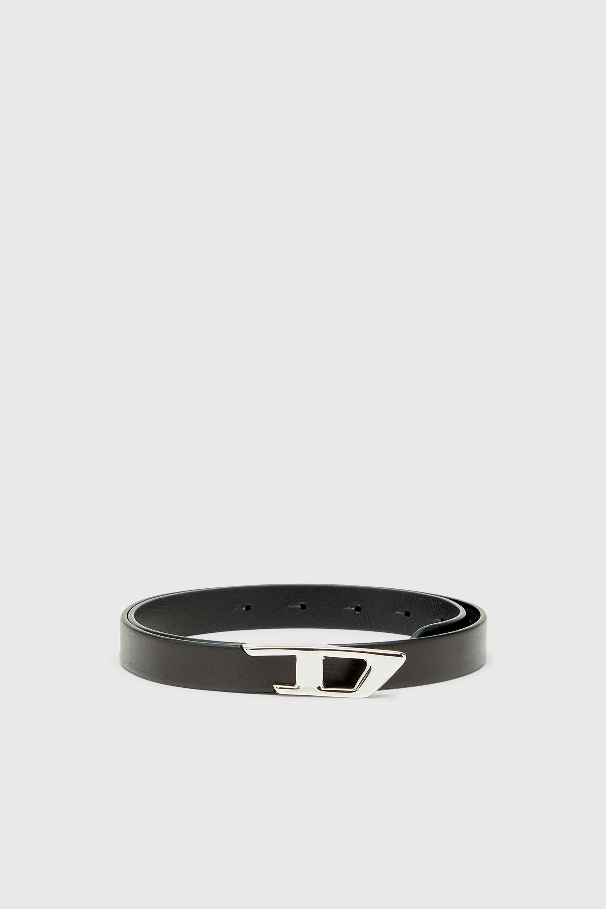 Diesel - B-D LOGO 2.0 20, Ceinture 2 cm en cuir avec boucle m&eacute;tallique D Femme in Noir - 1