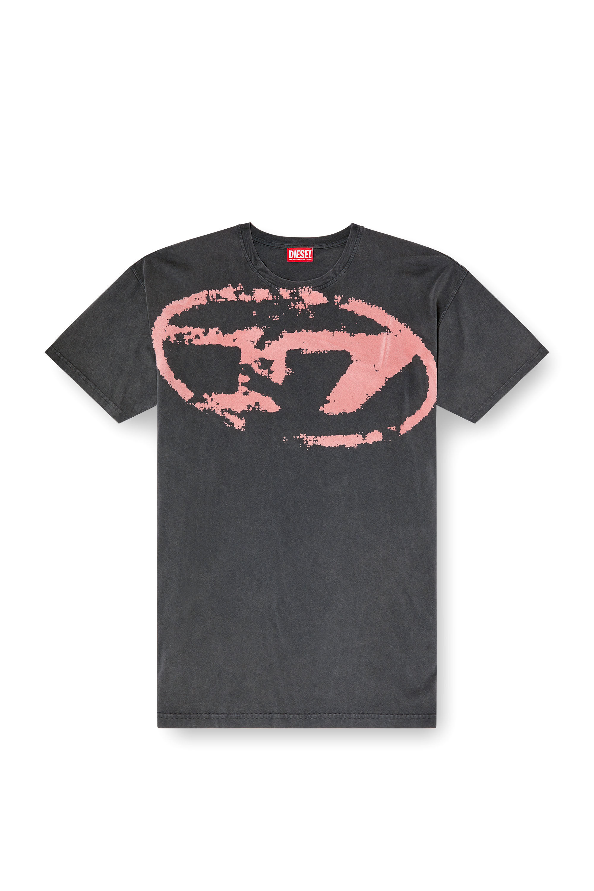 Diesel - T-BOXT-R21, T-shirt délavé à l'acide avec logo floqué Oval D Homme in Noir - 2