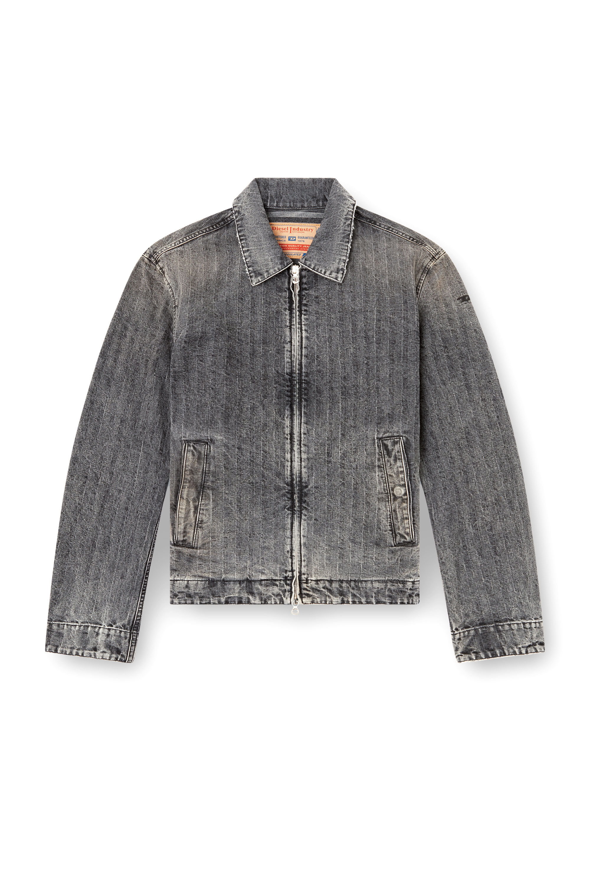 Diesel - D-ROHE, Veste blouson en denim à chevrons Homme in Noir - 2