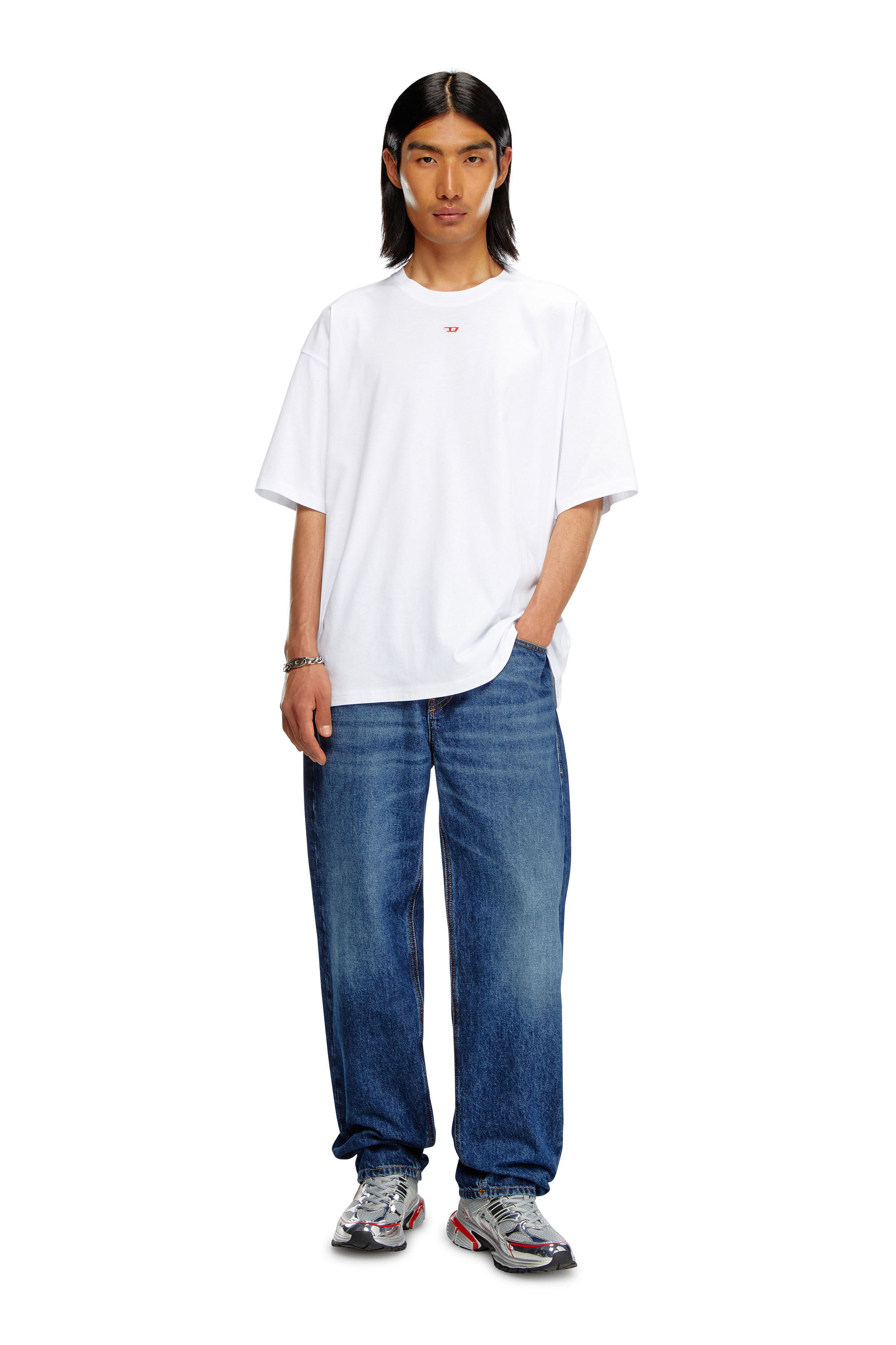 Diesel - T-BOXT-D, T-shirt avec empiècement D brodé Mixte in Blanc - 1