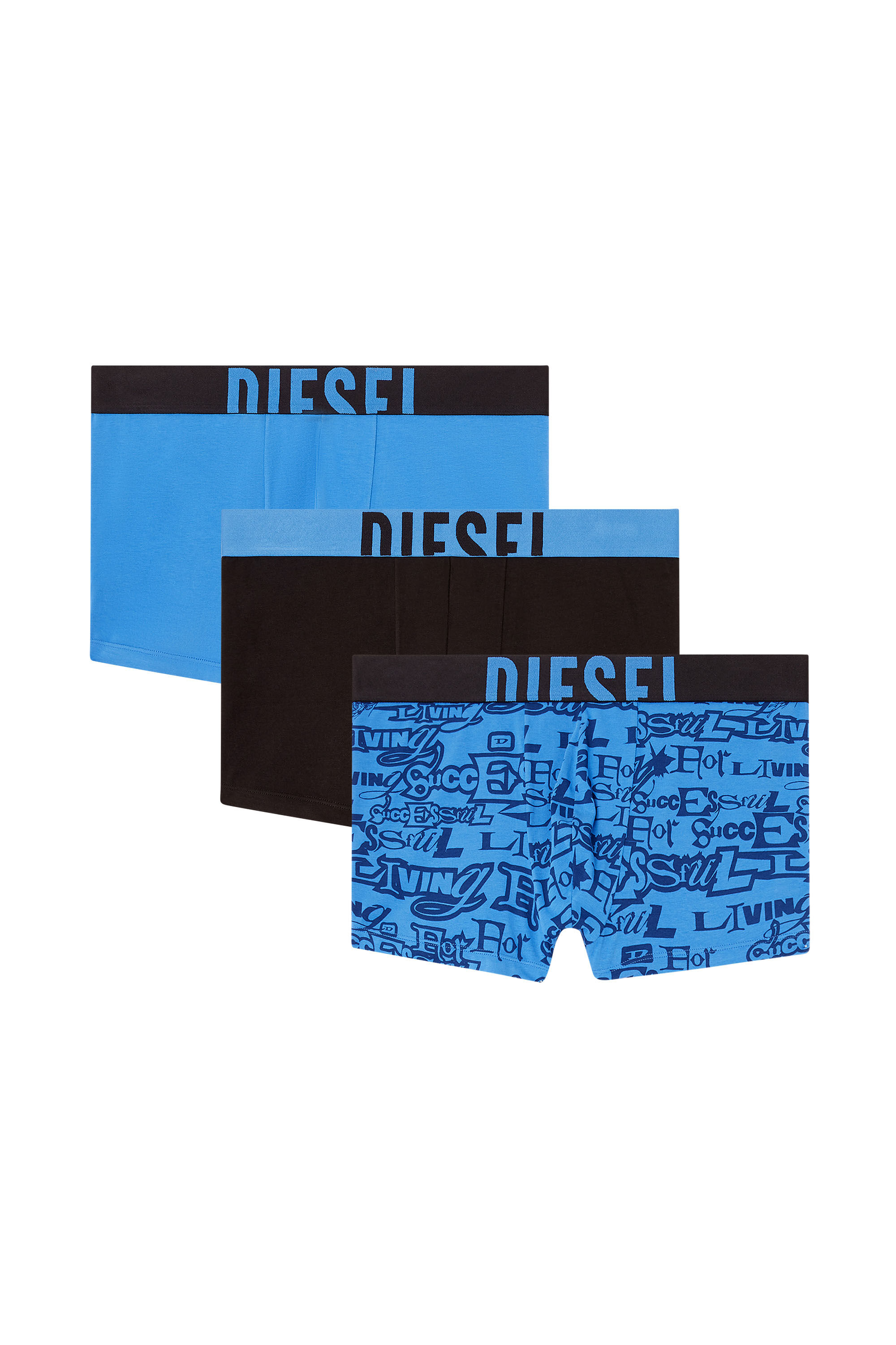 Diesel - DAMIEN-D-POP-3PACK-40, Lot de trois boxers en coton avec logos audacieux Homme in Bleu - 2