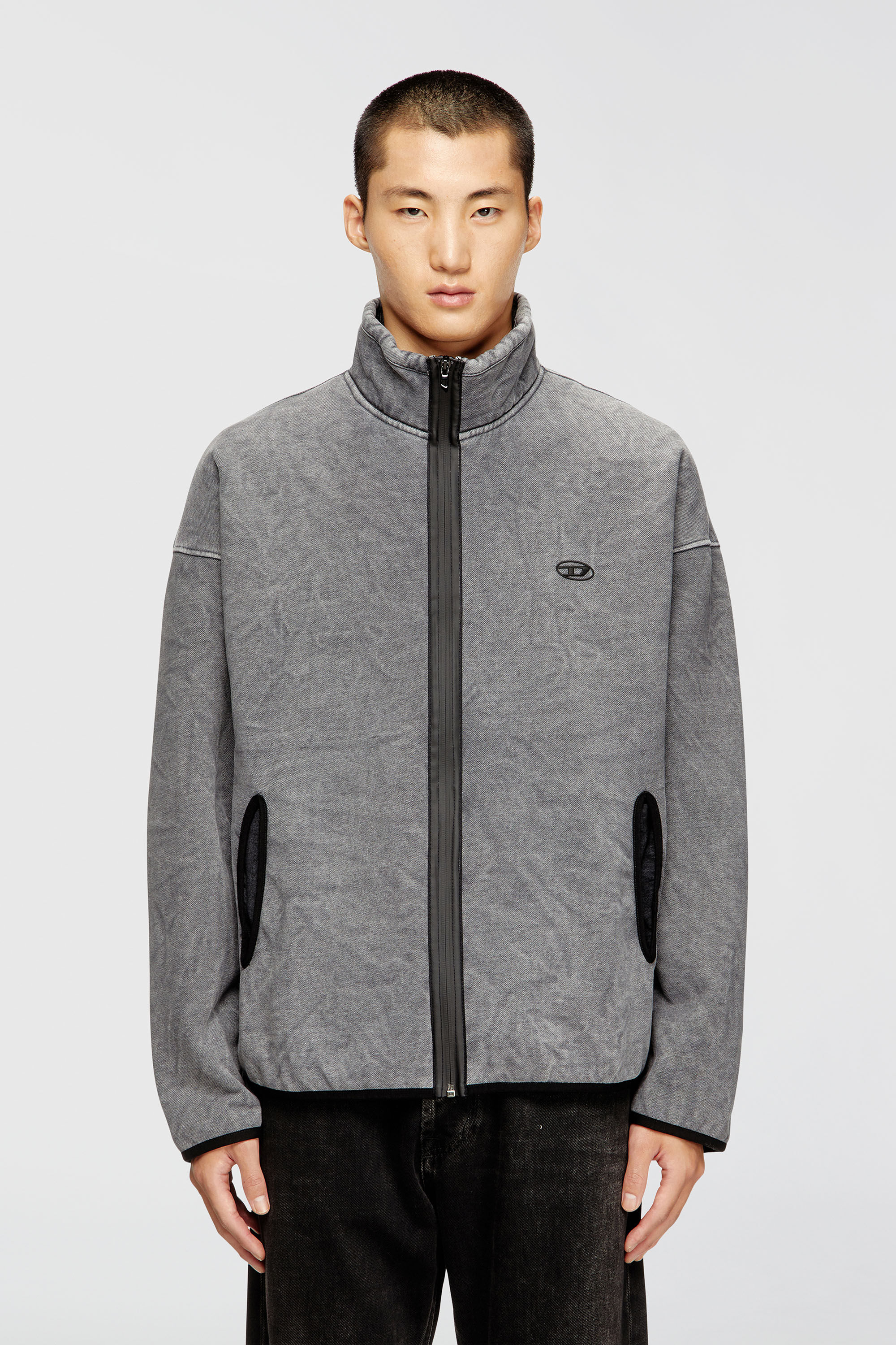 Diesel - S-BATY-NEW, Man's Zip-up sweatshirt with inner lining in Grey - 3