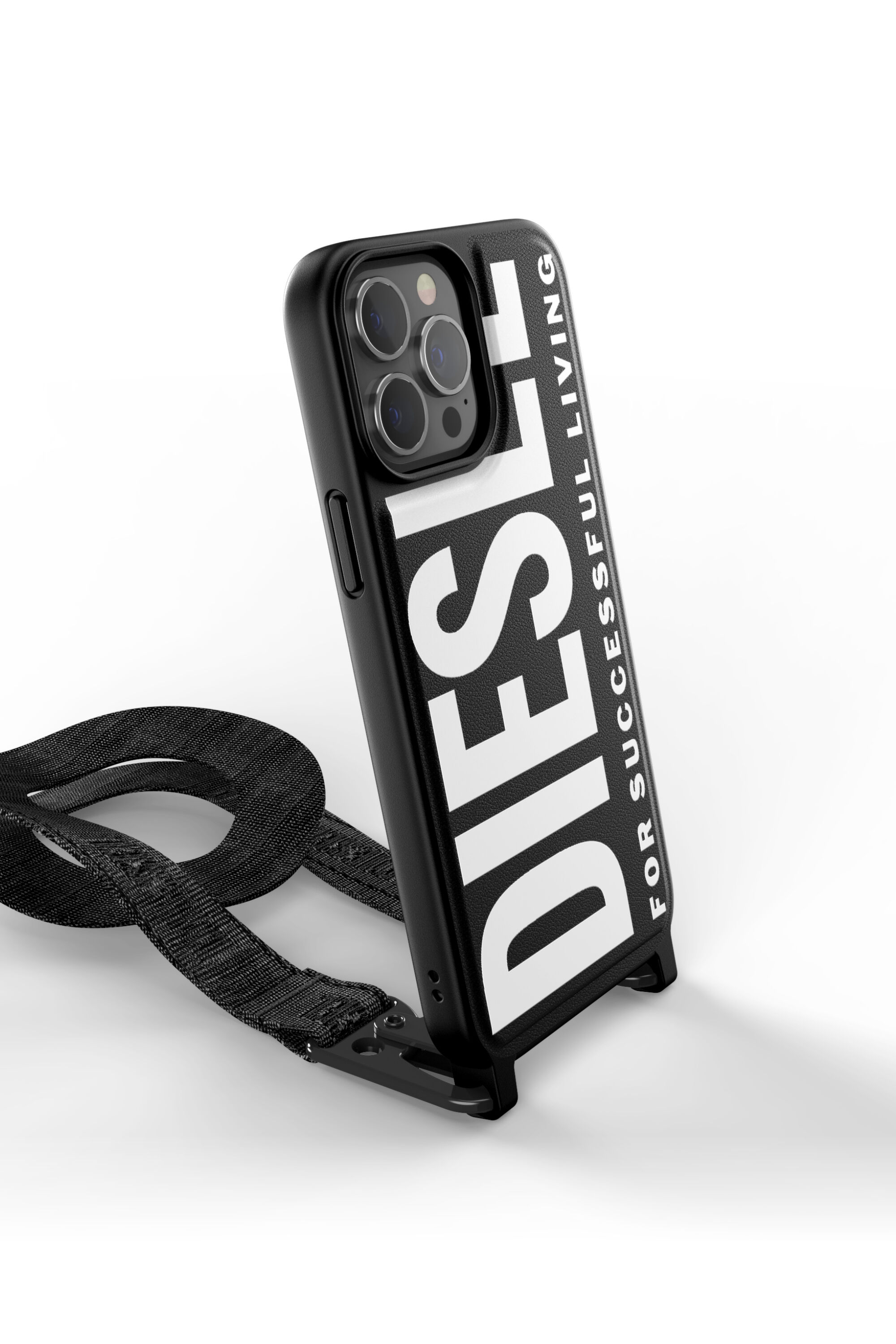 Diesel - 47170 NECKLACE CASE, Étui à collier pour iPhone 13 Max Mixte in Noir - 3