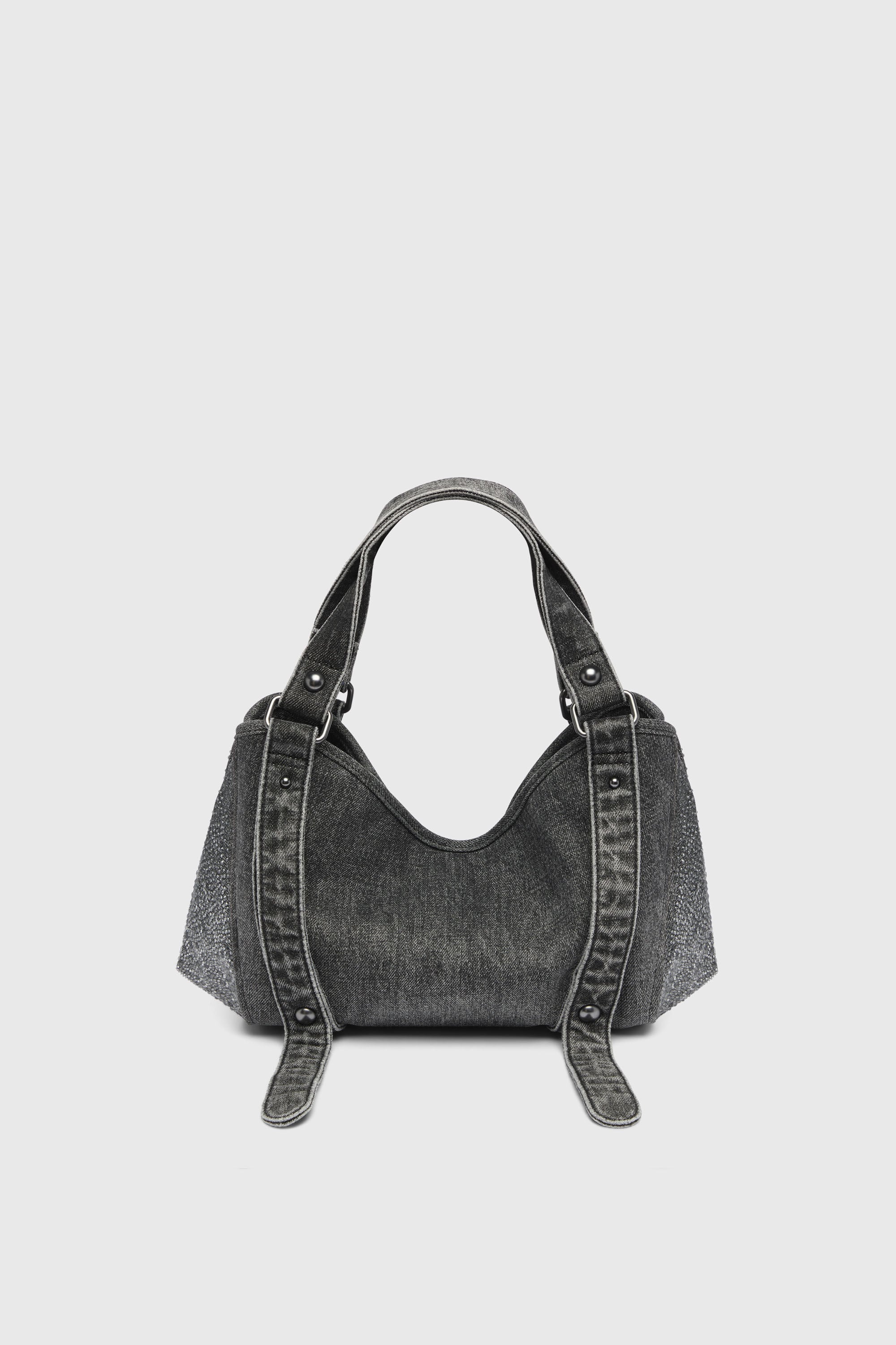 Diesel - D-ONE TOPHANDLE S, D-One-Sac small &agrave; poign&eacute;e sup&eacute;rieure en denim solaris&eacute; orn&eacute; de cristaux Femme in Noir - 2