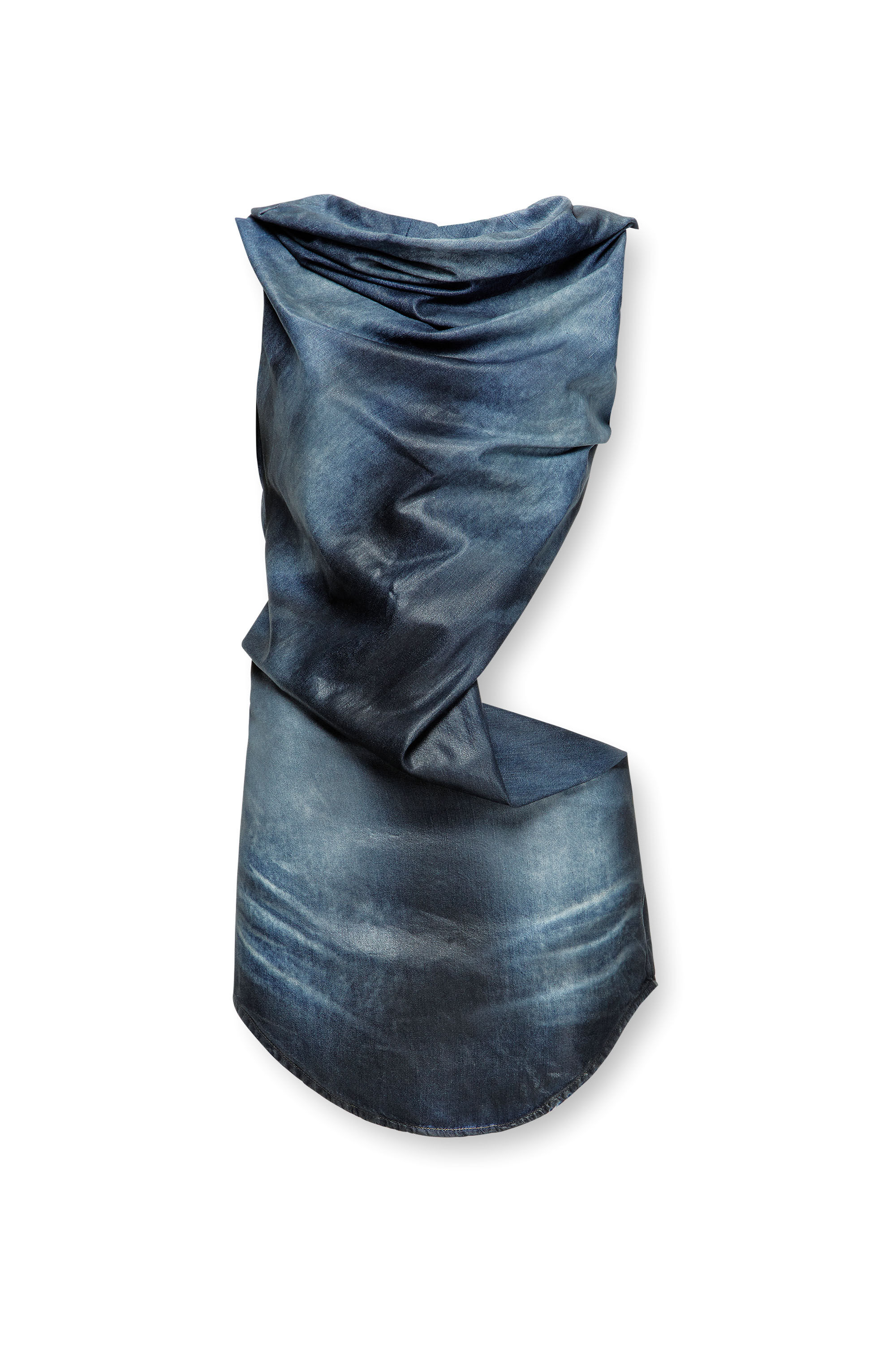 Women's Dress in glossy coated Tencel denim | Black | Diesel