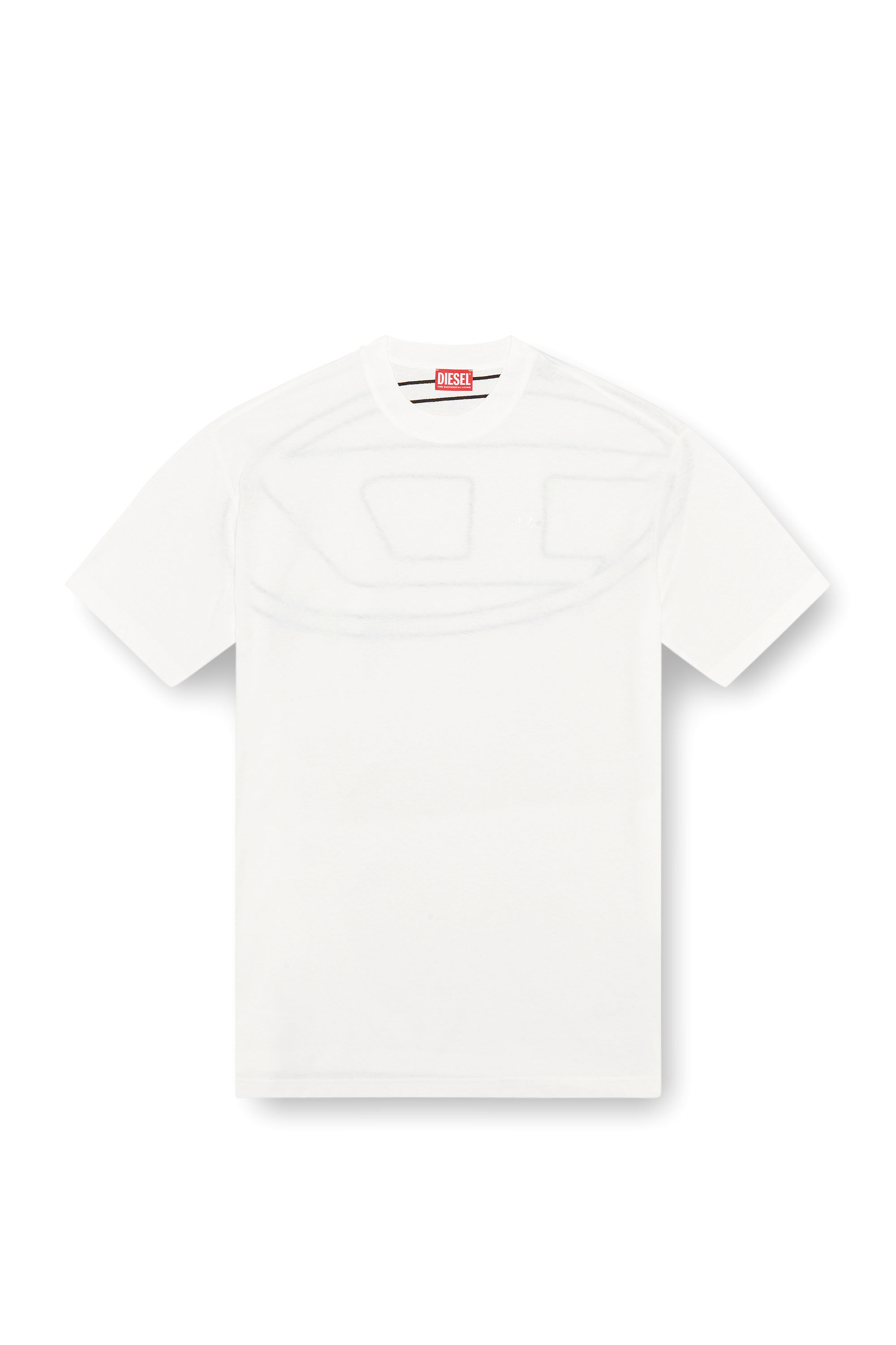 ★DIESEL★ T-shirt off white A113020HGAM141 A113020HGAM141SS Men's T-shirt with metallic Oval D | White | Diesel