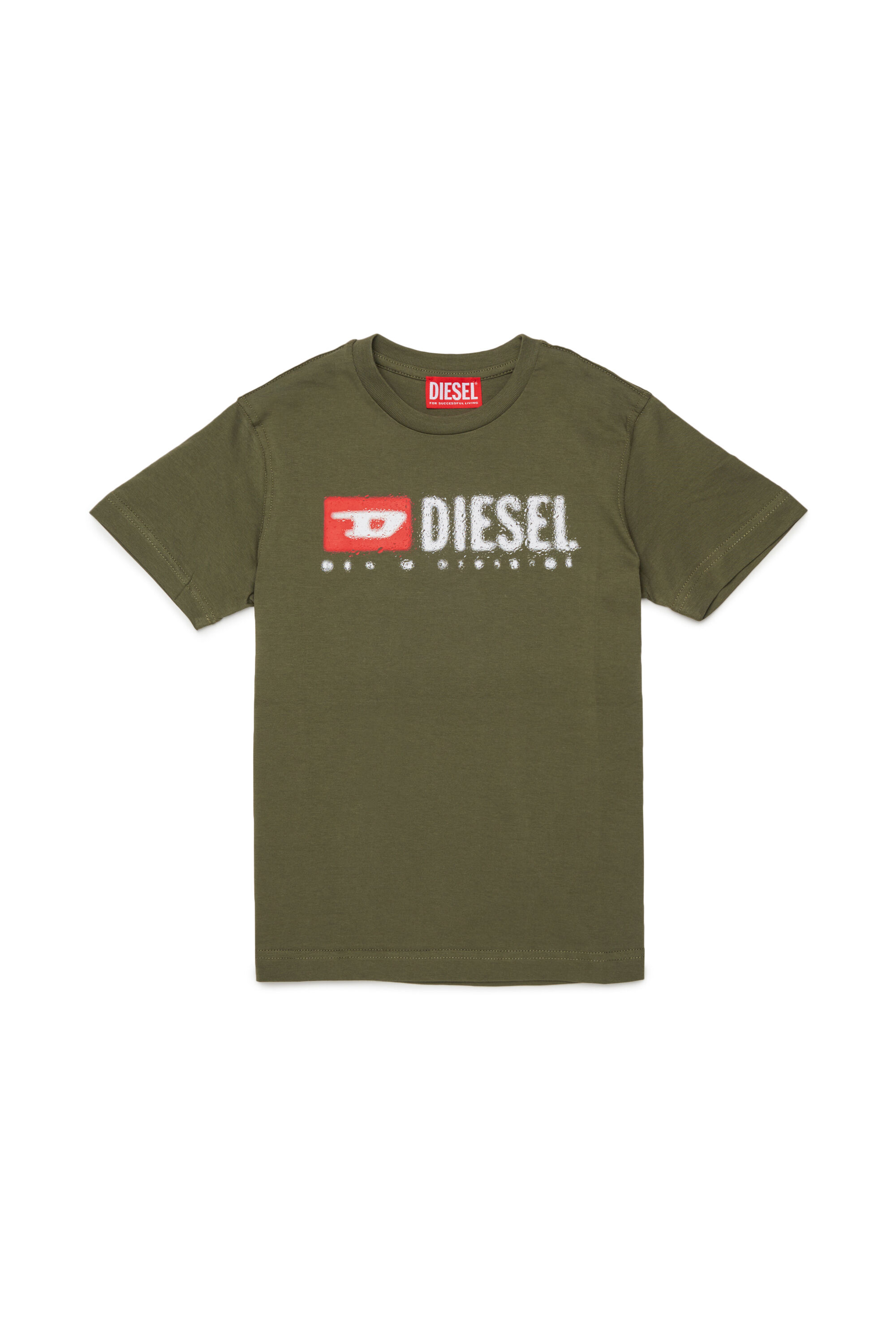 Diesel - TADJUSTK14, T-shirt en coton avec logo imprimé Homme in Vert - 1