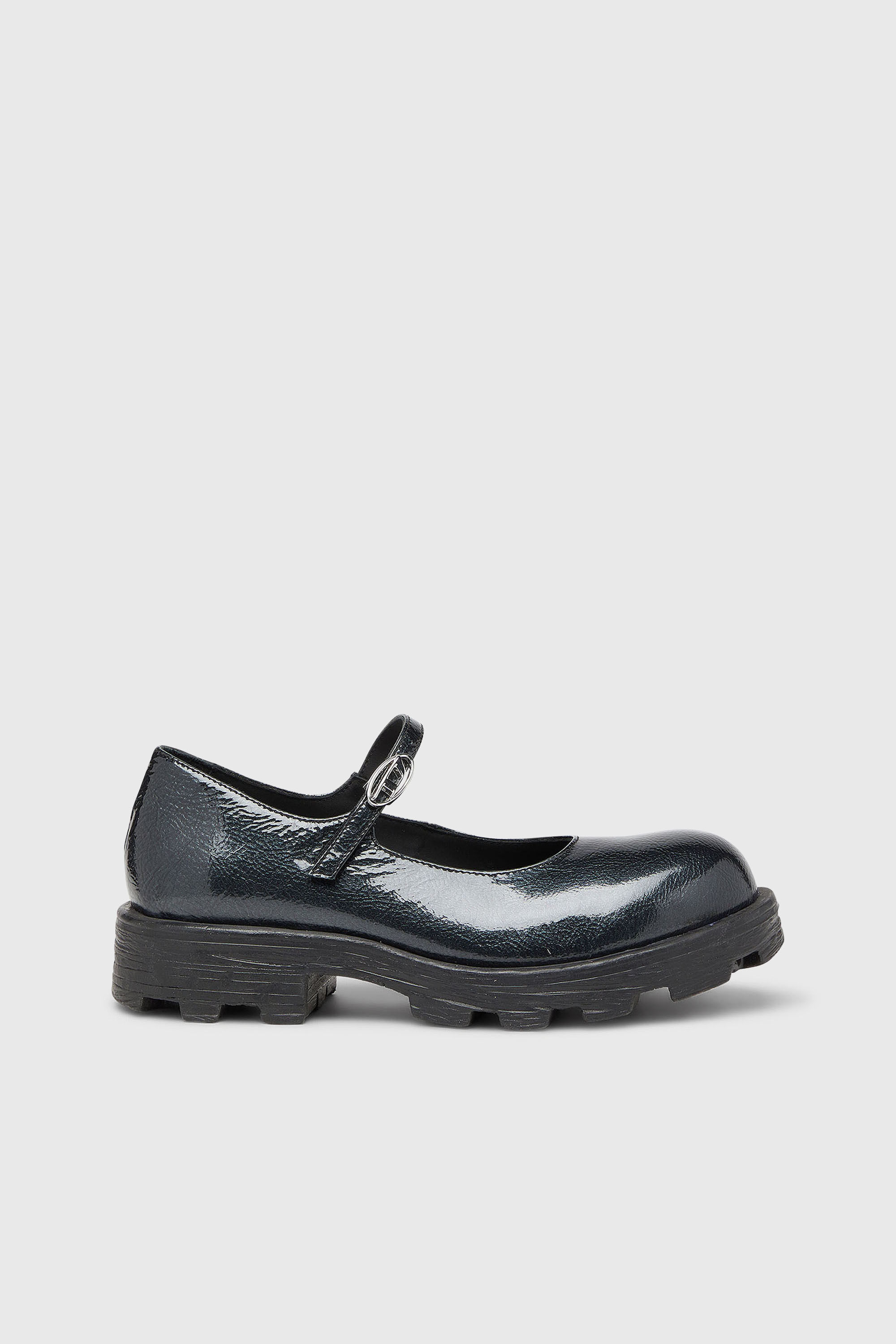 Diesel - D-HAMMER MARY JANE, D-Hammer - Babies &agrave; semelle crant&eacute;e en cuir verni Femme in Noir - 1