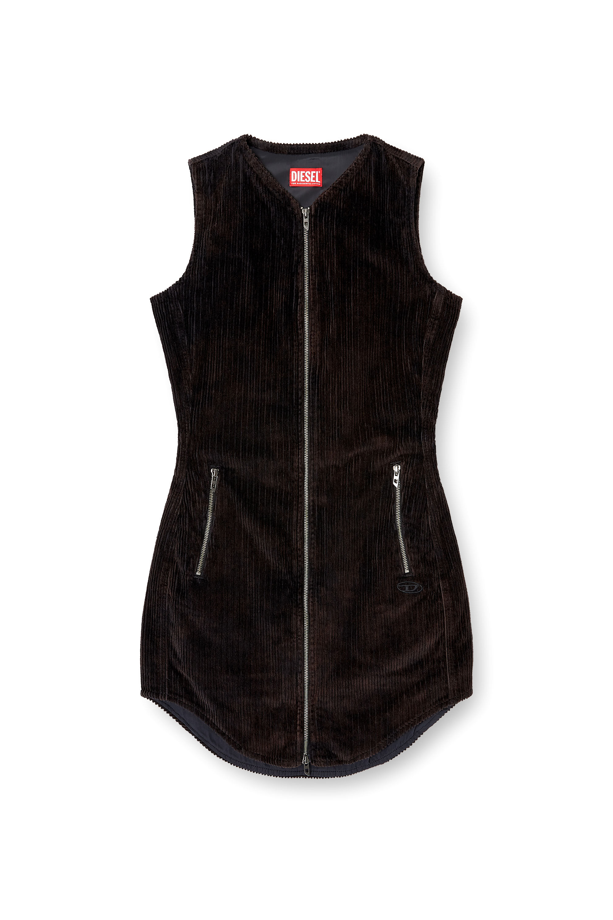 Diesel - D-ENEA, Mini robe en coton avec fermeture éclair à l'avant Femme in ToBeDefined - 2