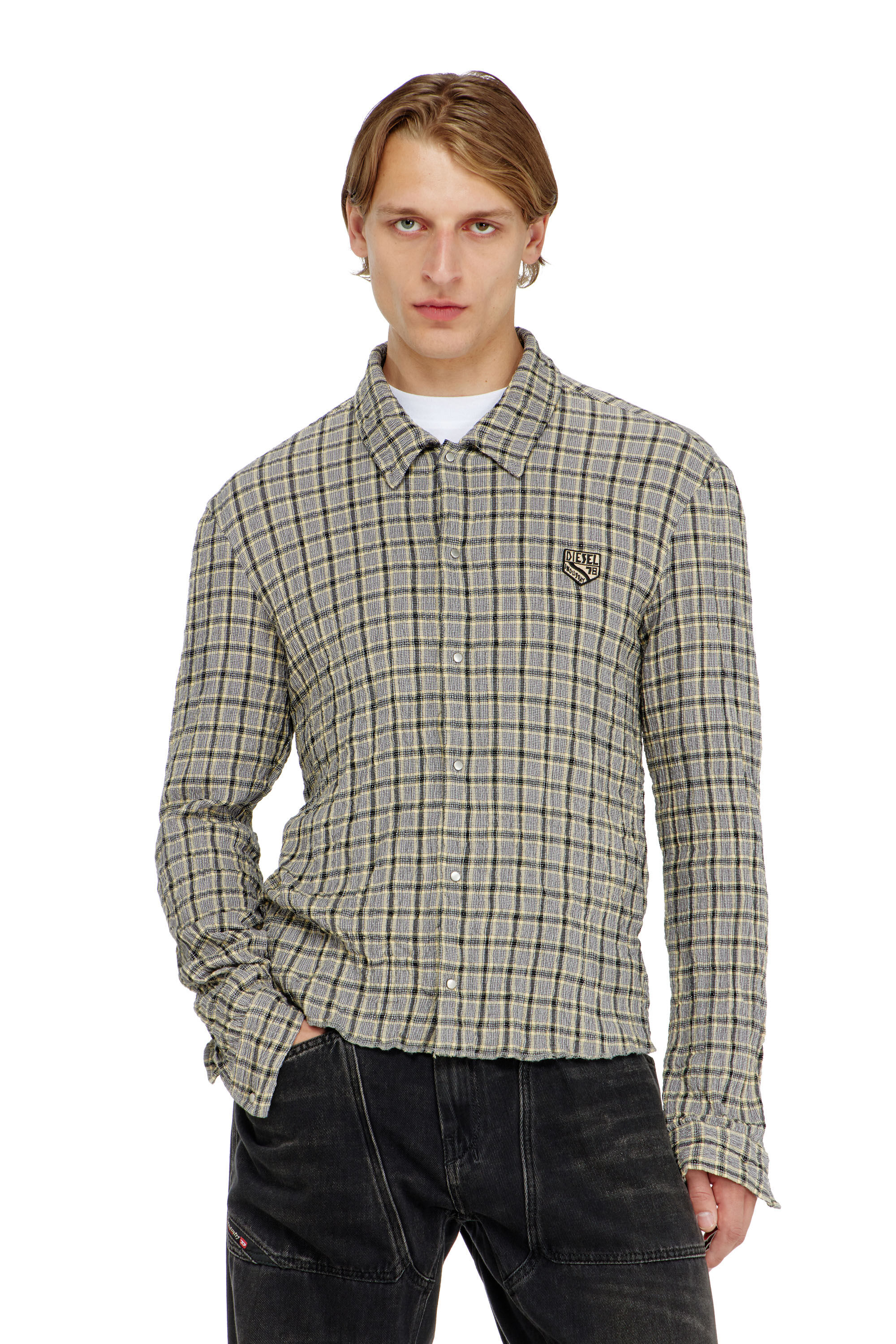 Diesel - S-SEERK, Chemise &agrave; carreaux effet seersucker Homme in ToBeDefined - 3