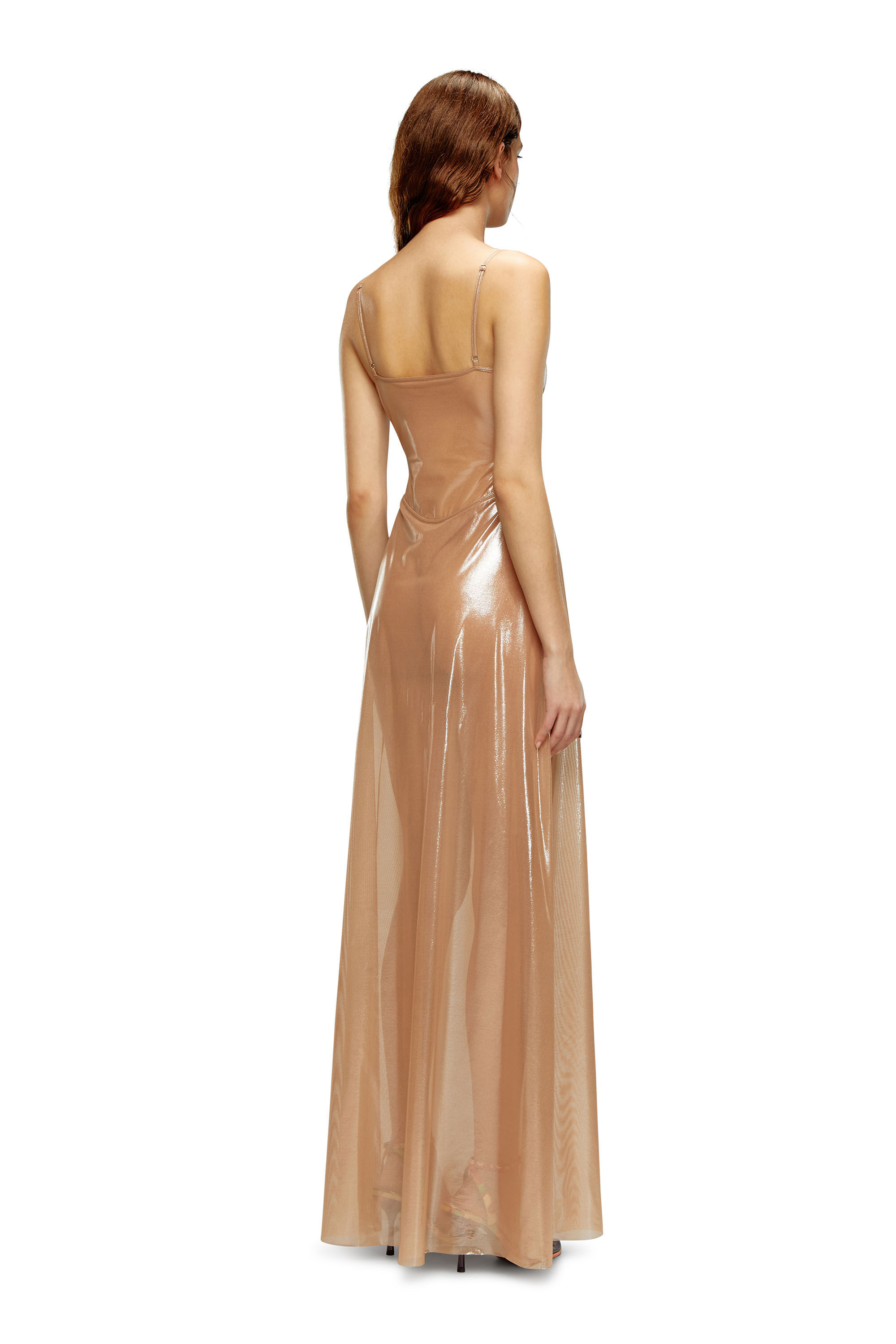 Diesel - D-ROONEY, Femme Robe longue nuisette en tulle stretch brillant in Rose - Image 3