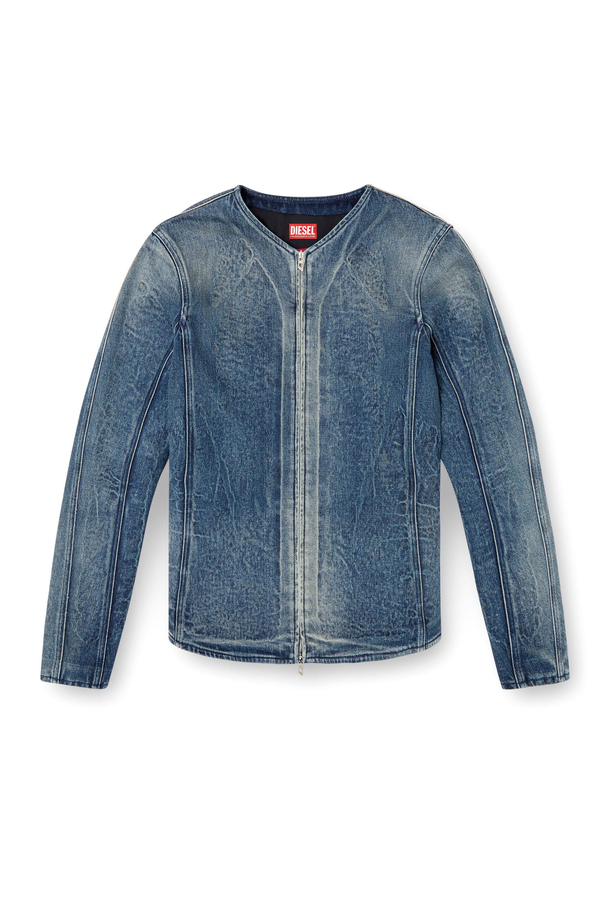 Diesel - D-CARDI-FSG, Veste en denim Ghost embossé Homme in Bleu - 2