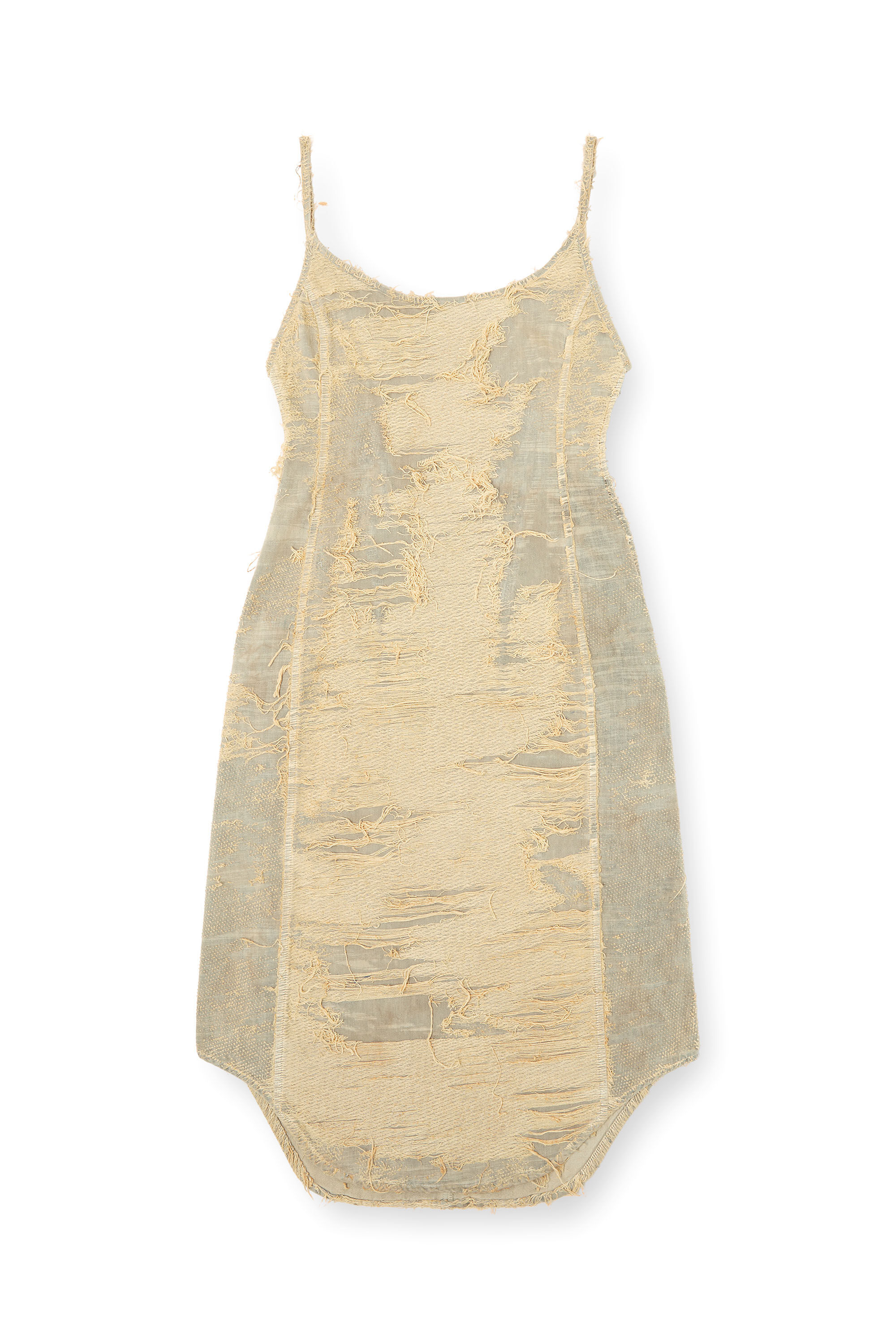 Diesel - DE-VERA-FSG, Robe en denim surteint à fils flottants Femme in Beige - 2