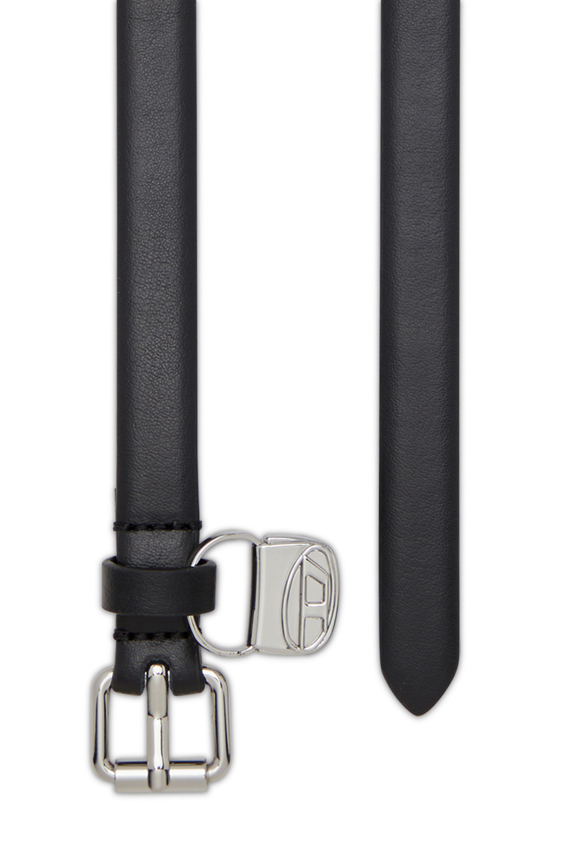ベルト DIESEL Woman Belt Black X09973PR227 T8013 Women's 1.4cm slim leather belt with 1DR bag charm | Black