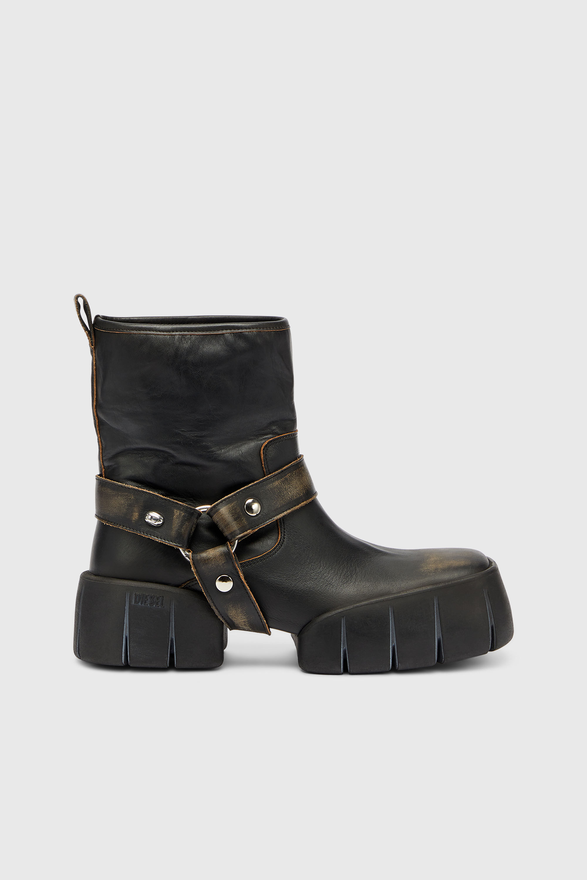 Diesel - D-TEX TU, D-Tex - Bottes biker en cuir effet vieilli Homme in Marron - 1