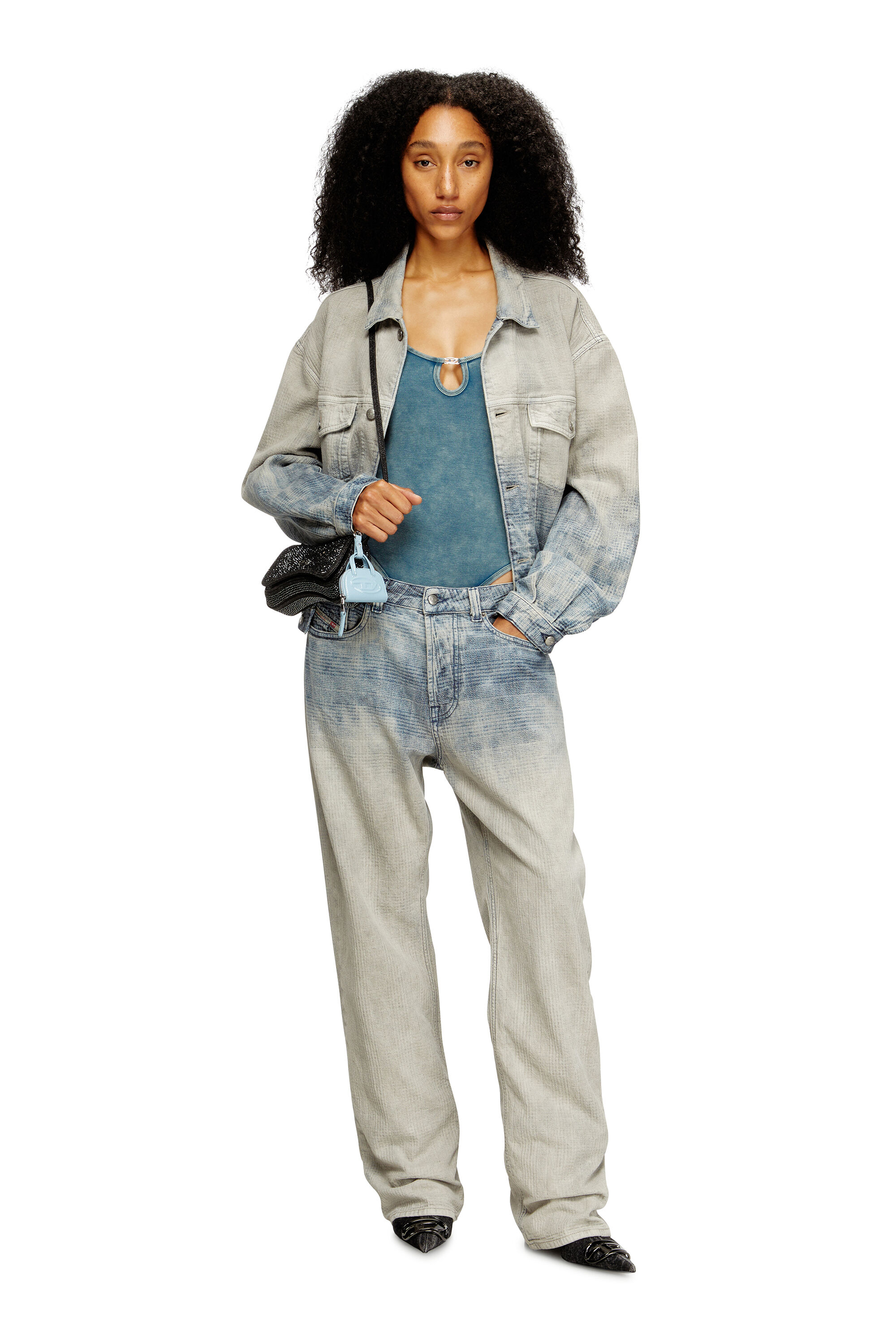 Diesel - PLAY CROSSBODY XS, Play-Sac à bandoulière mini en Lurex cristal Femme in Noir - 6