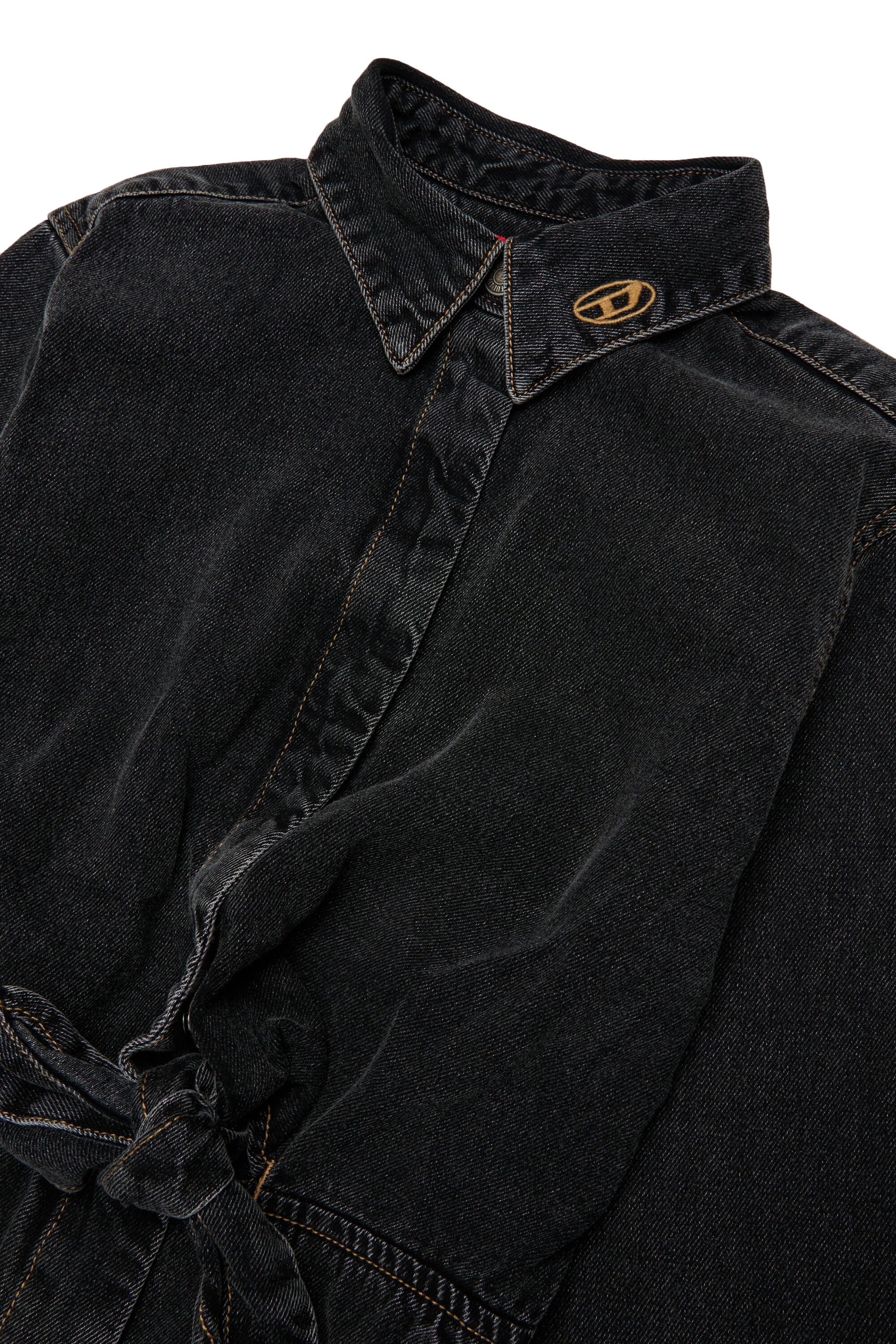 Diesel - DESUSY, Woman's Denim shirt dress with tie-knot waist in Black/Dark grey - 3