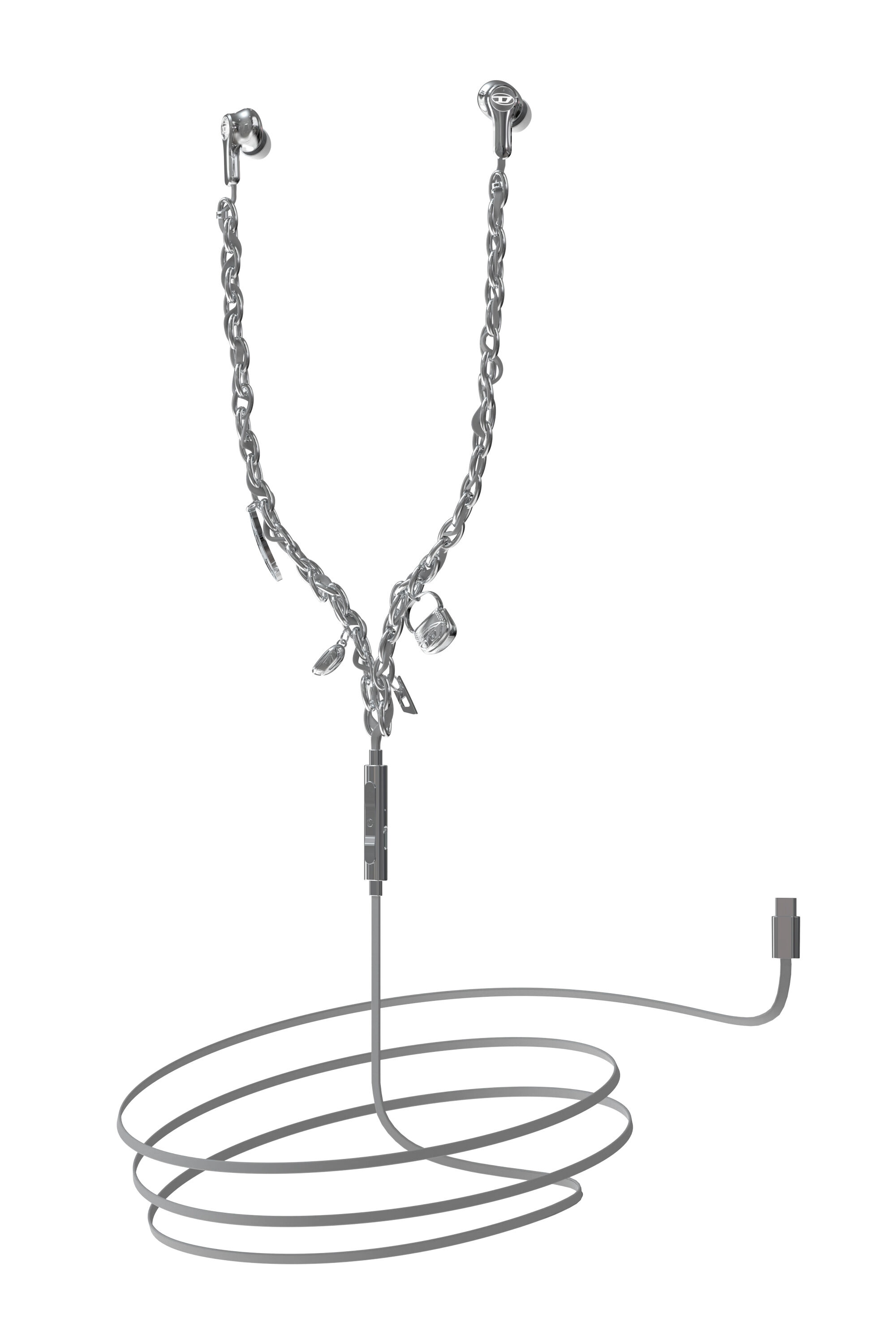 Wired Women's シルバー　イヤホン Earbuds Wired DIESEL Earbuds Diesel | Silver | charms and イヤホン