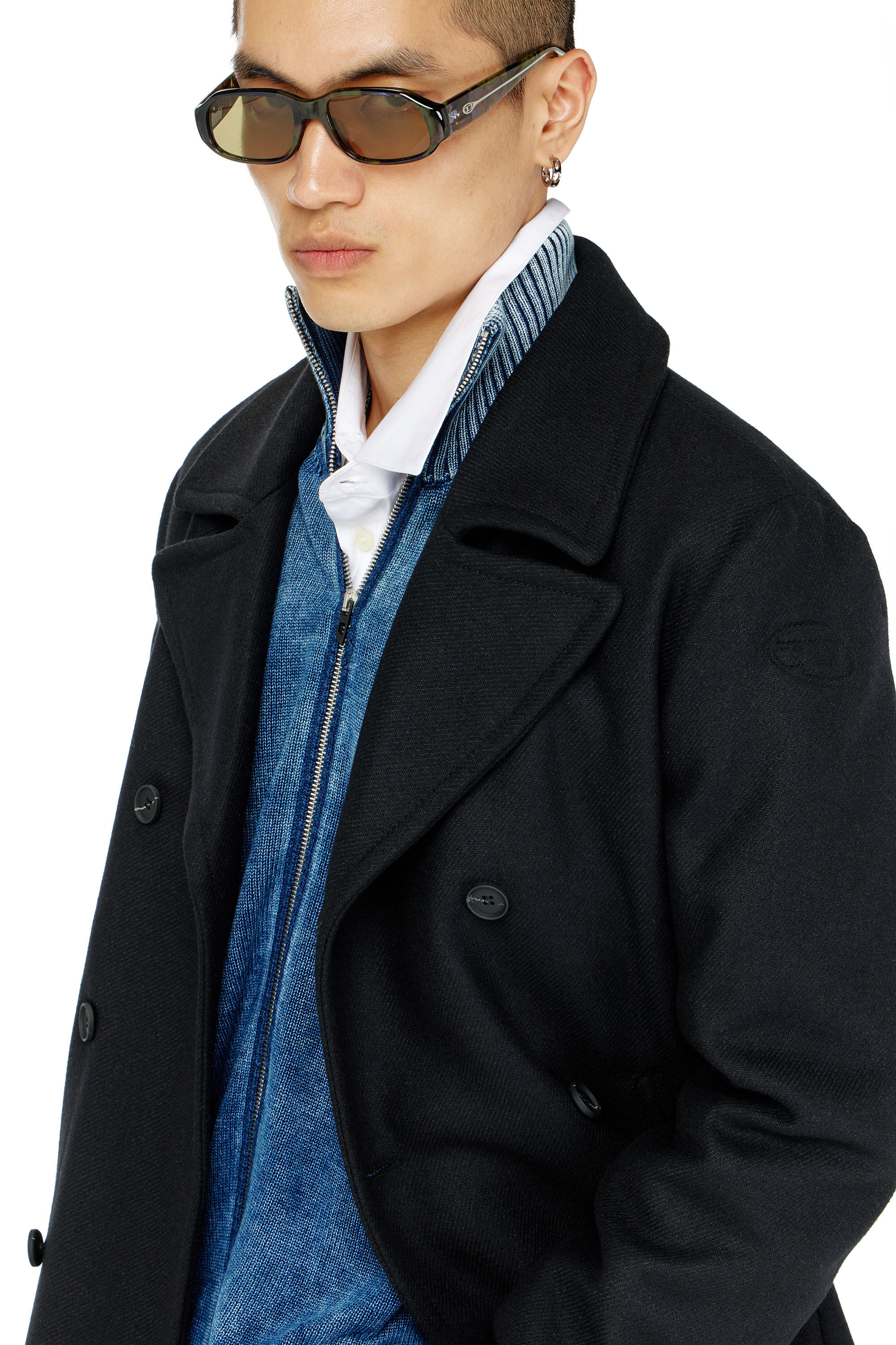 Diesel - W-HALEY-WRD, Caban en m&eacute;lange de laine feutr&eacute;e Homme in Noir - 5