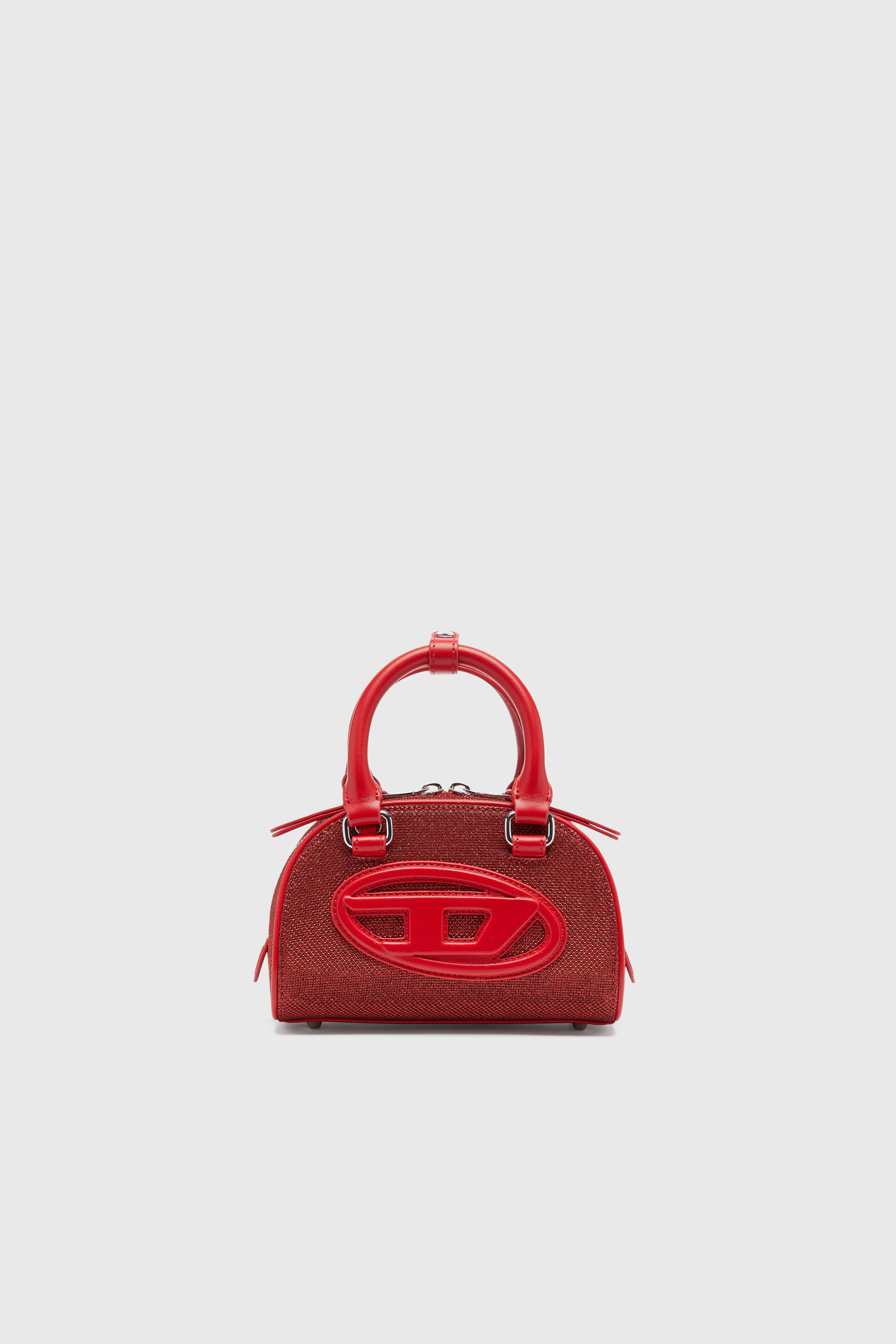 Diesel - 1DR DOME CROSSBODY, 1DR Dome - Petit sac bowling en tissu Lurex Femme in Rouge - 2