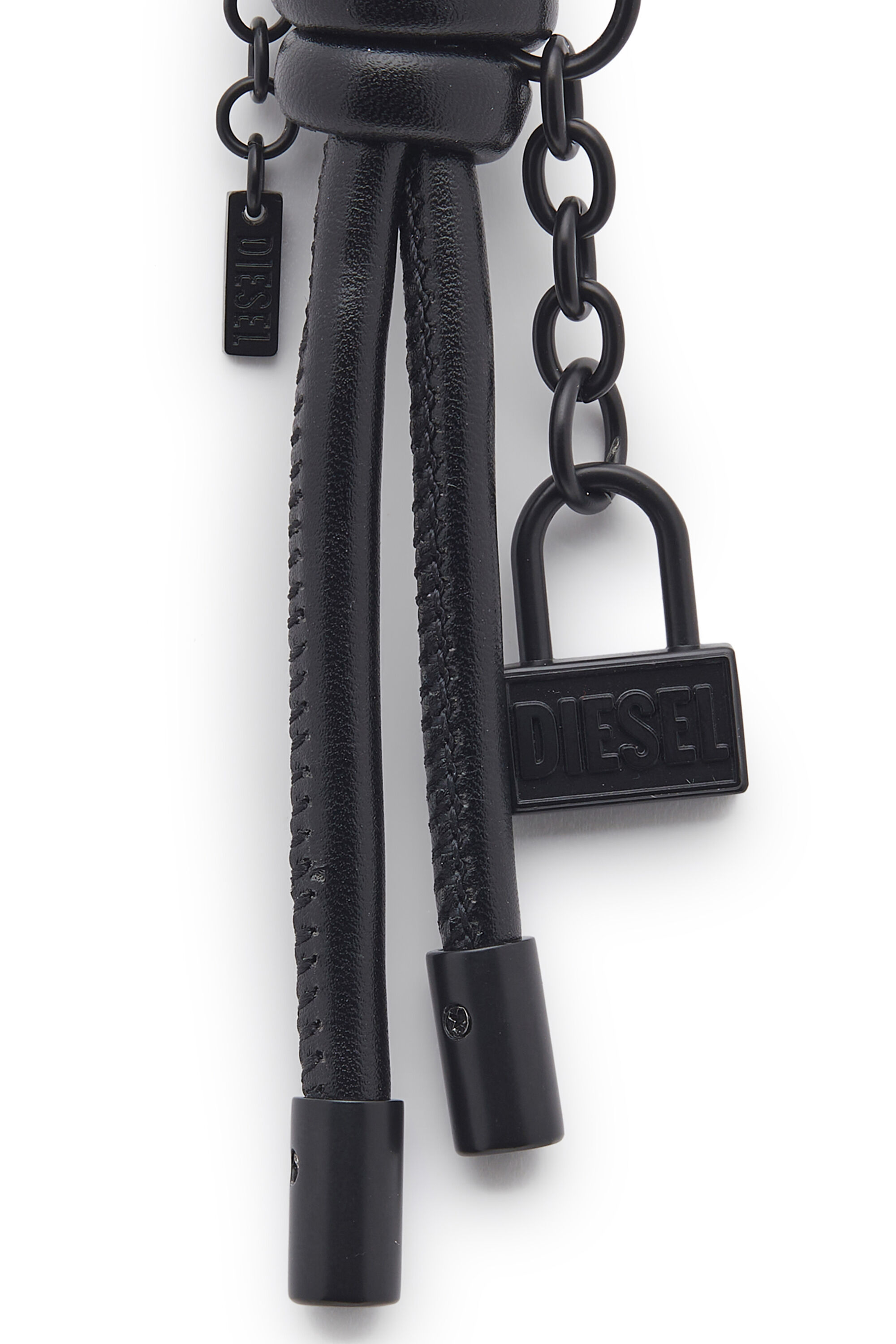 Diesel - CHARM-LOCK II, Porte-cl&eacute;s/pendentif en m&eacute;tal avec d&eacute;tail cadenas Diesel Homme in Noir - 3
