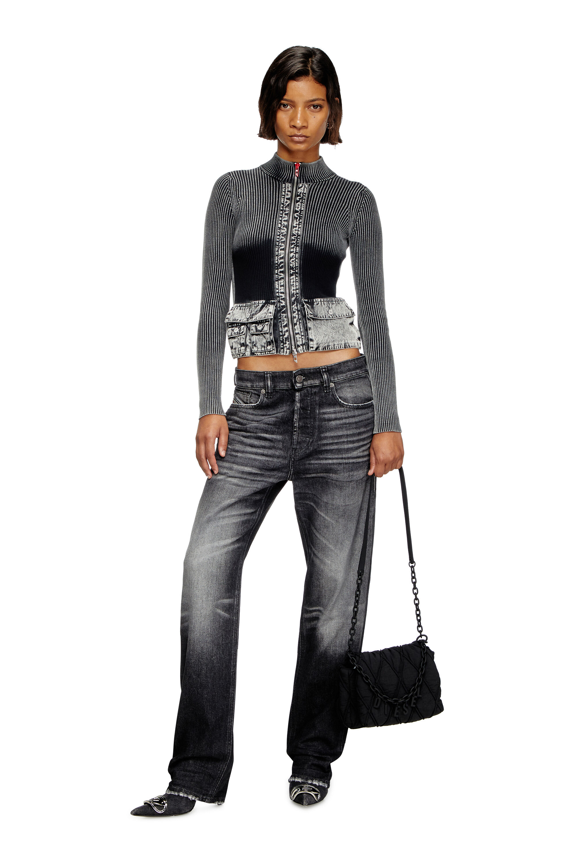 ★DIESEL★ CHAMDS S Shoulder Bag Black X10267P8048T8013 X102 Women's Charm-D S-Small shoulder bag in quilted nylon