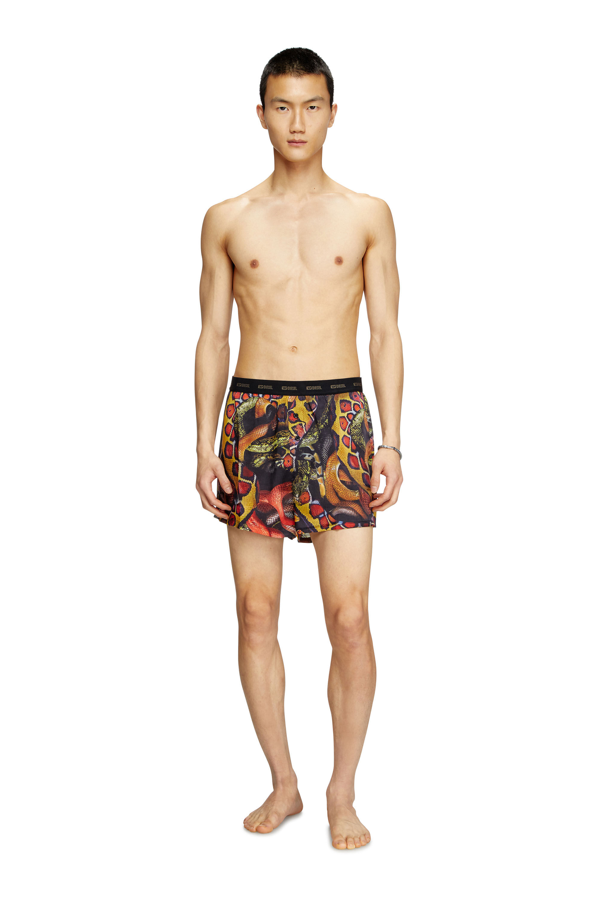 Men's Satin boxer shorts with snake print | Multicolor | Diesel