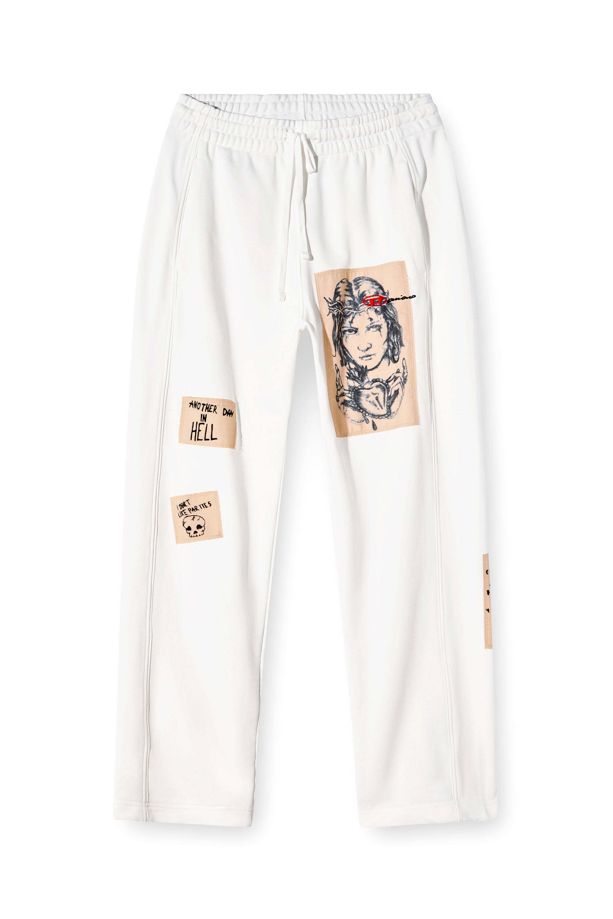 Diesel - P-MARTYANS-DD, Unisex's Track pants with tattoo patches in White - 2