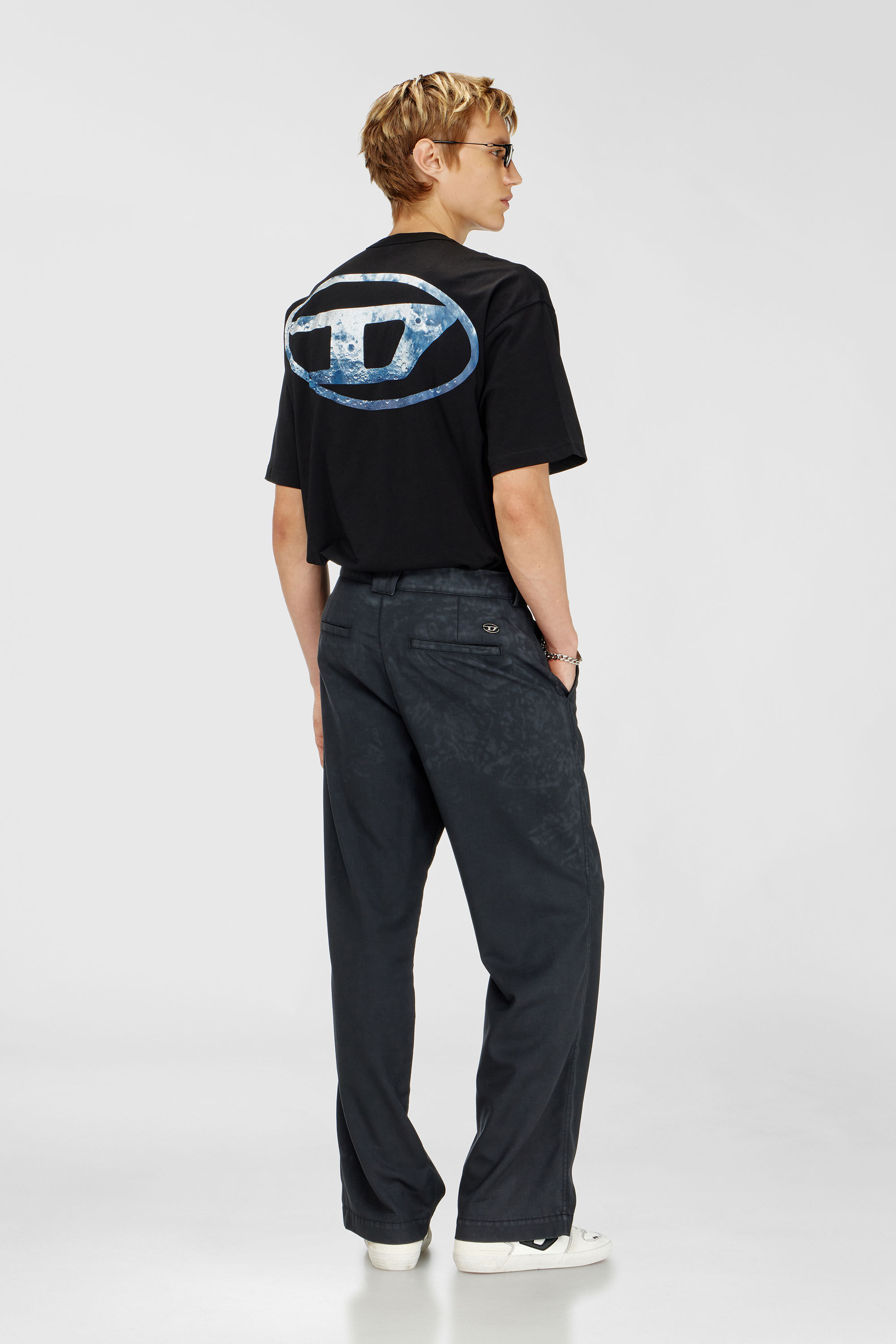 Diesel - T-WASH-MOON-T92, Man's Cotton T-shirt with Oval D logo and graphic in Black - 1