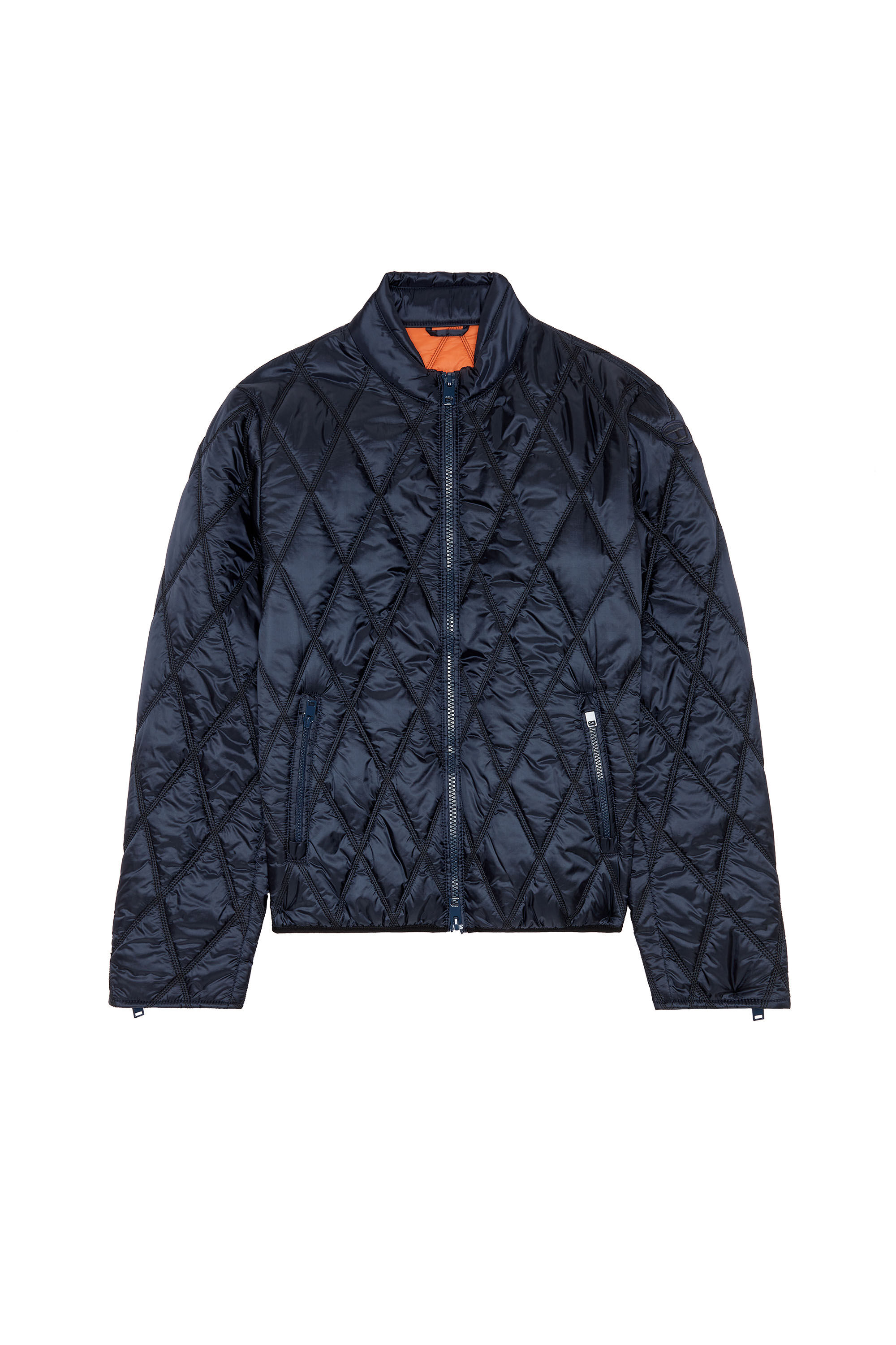 Diesel - J-NIEL, Man's Mock-neck jacket in quilted nylon in Blue - 2
