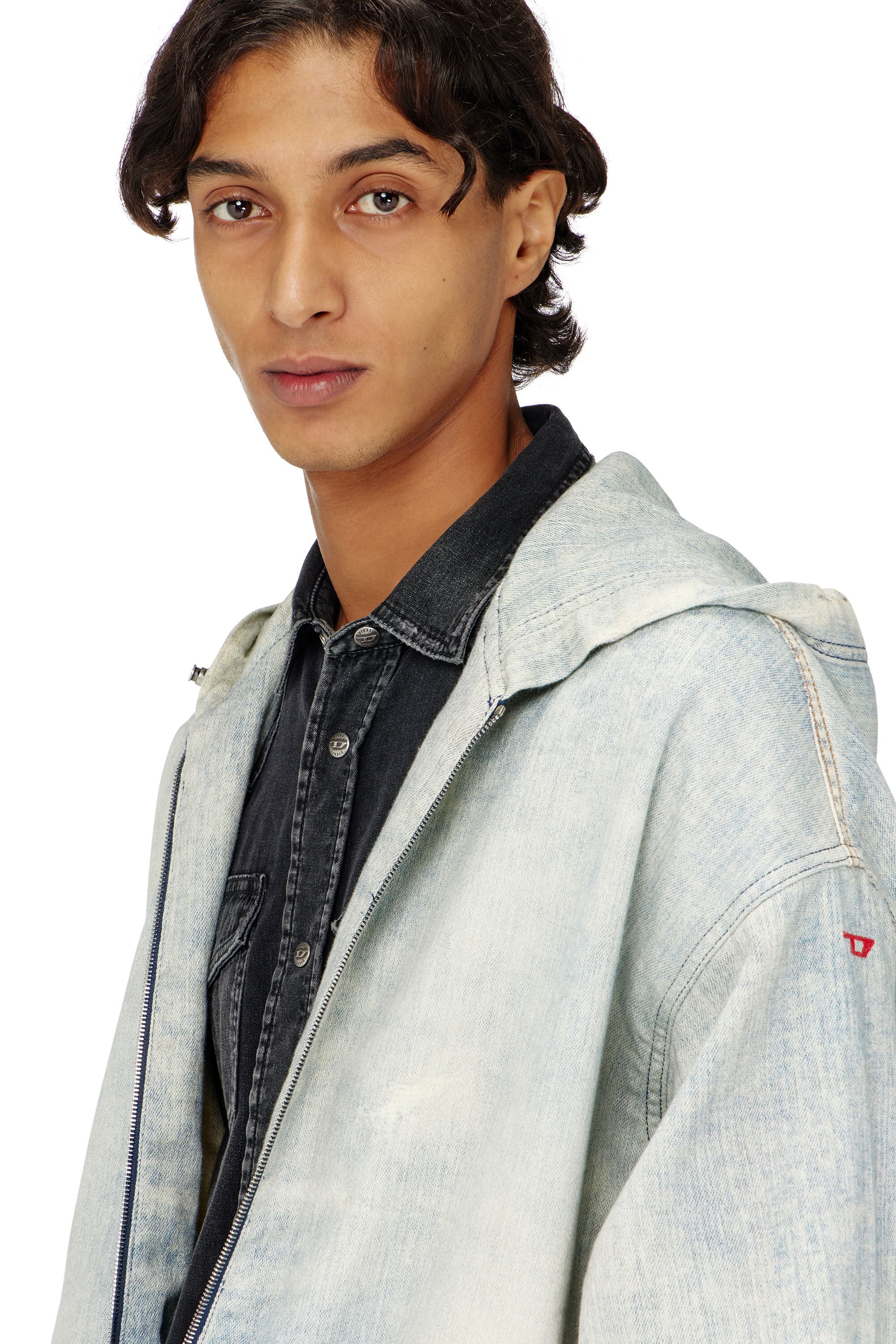 Diesel - D-WYNNY JOGG, Hooded JoggJeans veste effet trompe-l&rsquo;&oelig;il Homme in Bleu - 5