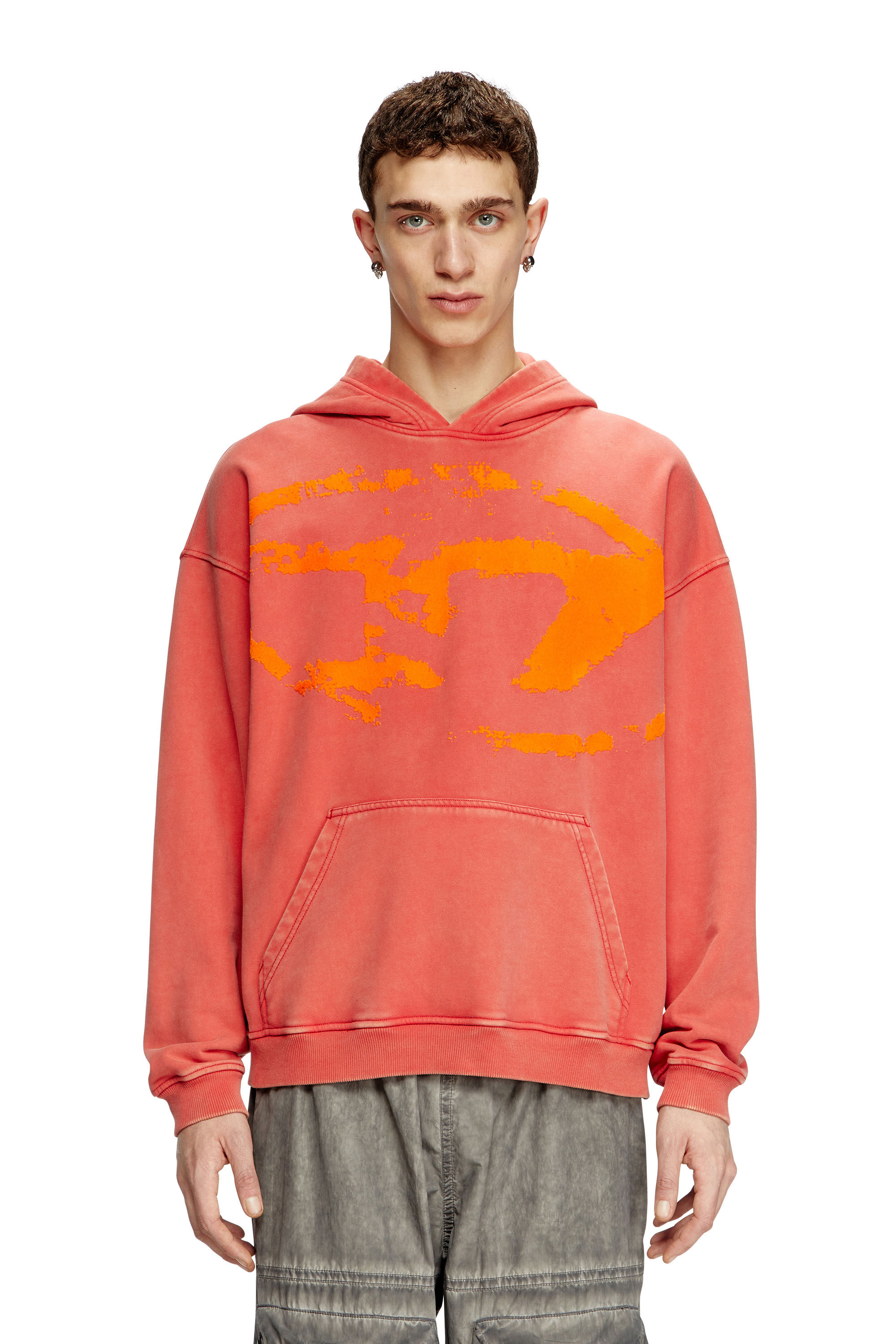 Diesel - S-BOXT-HOOD-R10, Sweat-shirt à capuche avec logo Oval D floqué Homme in Rouge - 3