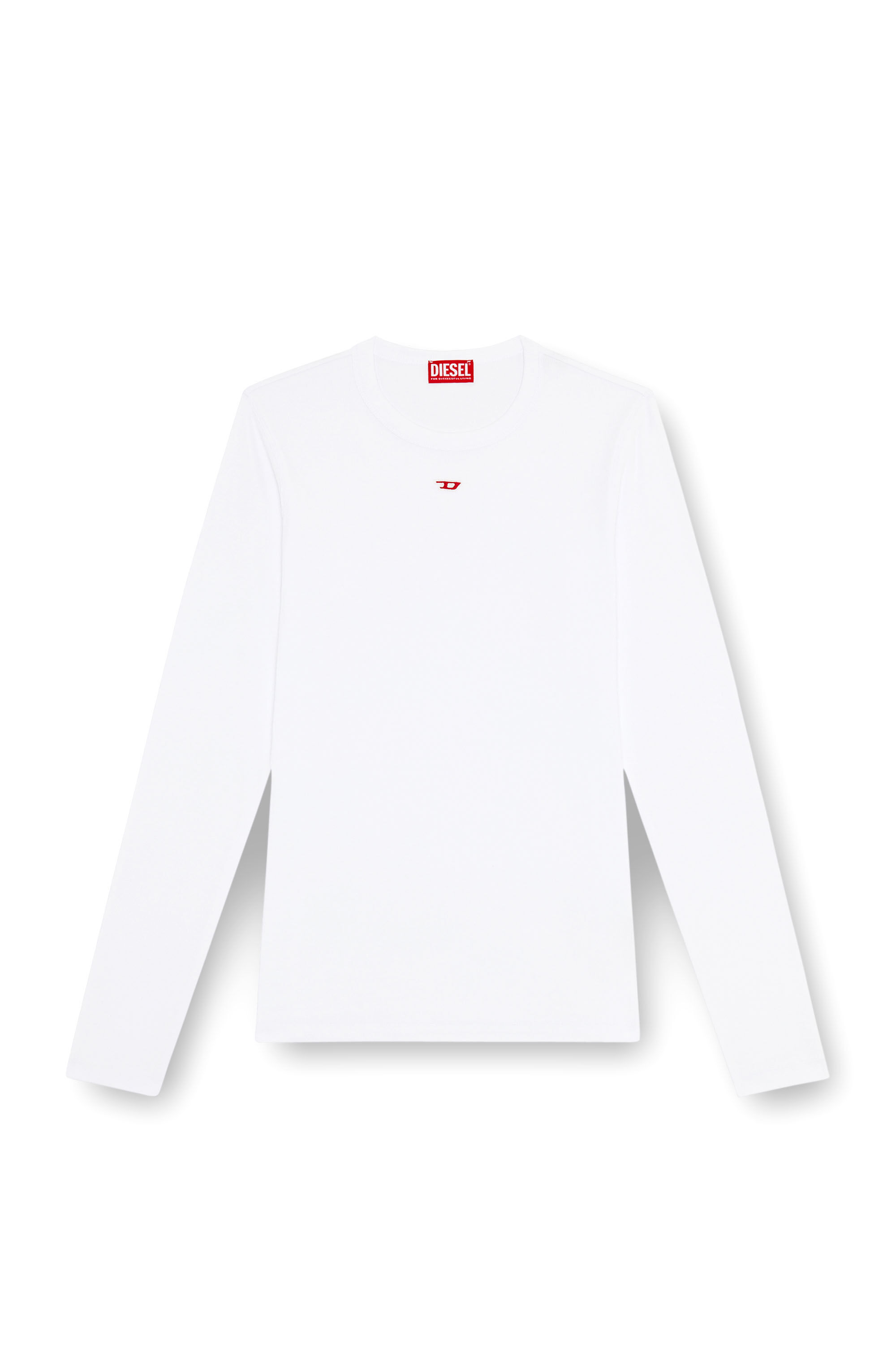 Diesel - D-RIBBER-LS-N, T-shirt à manches longues avec empiècement D Homme in Blanc - 2