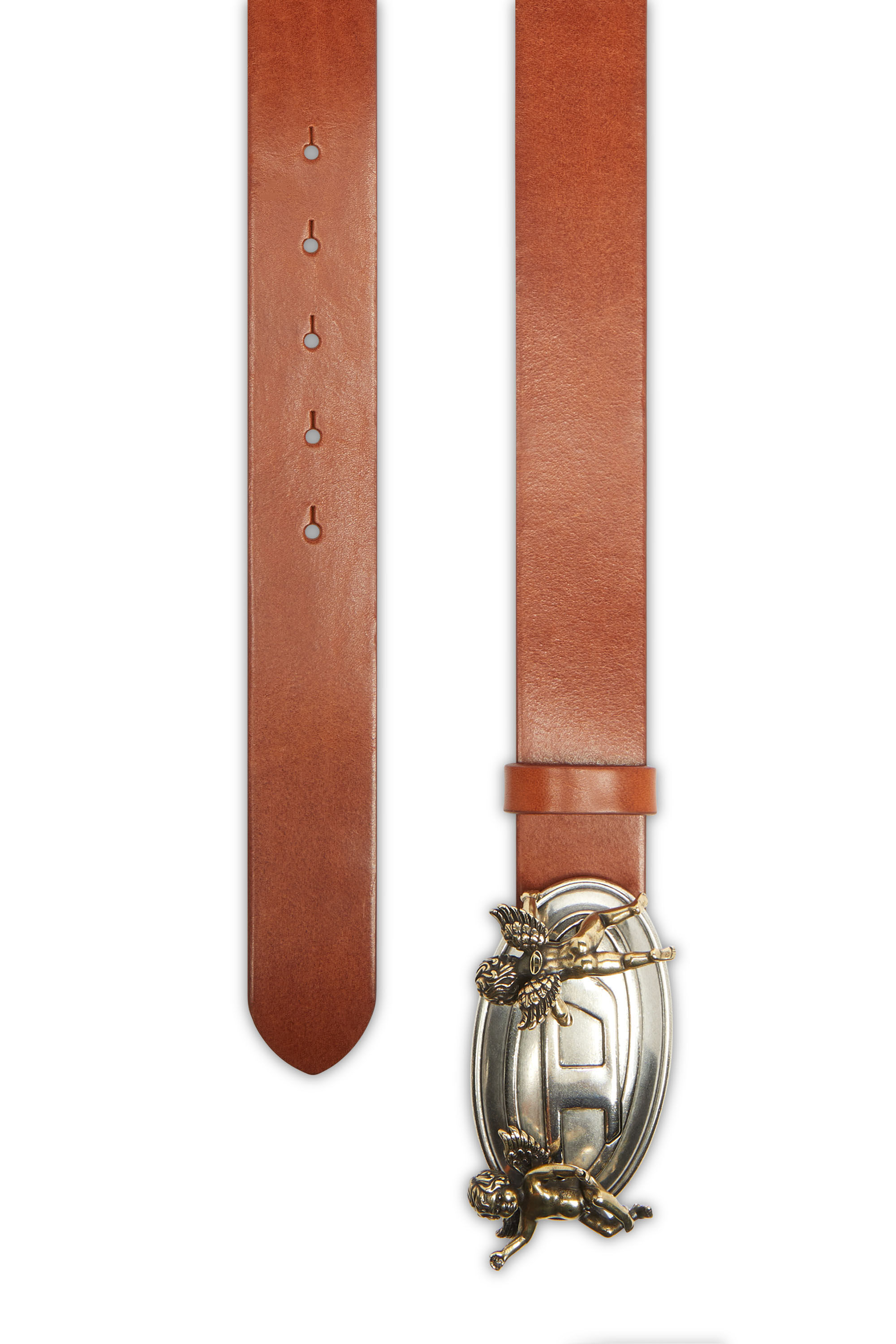 Diesel - B-OVAL ANGELS 35, Woman's 3.5cm leather belt with cherub Oval D buckle in Brown - 2