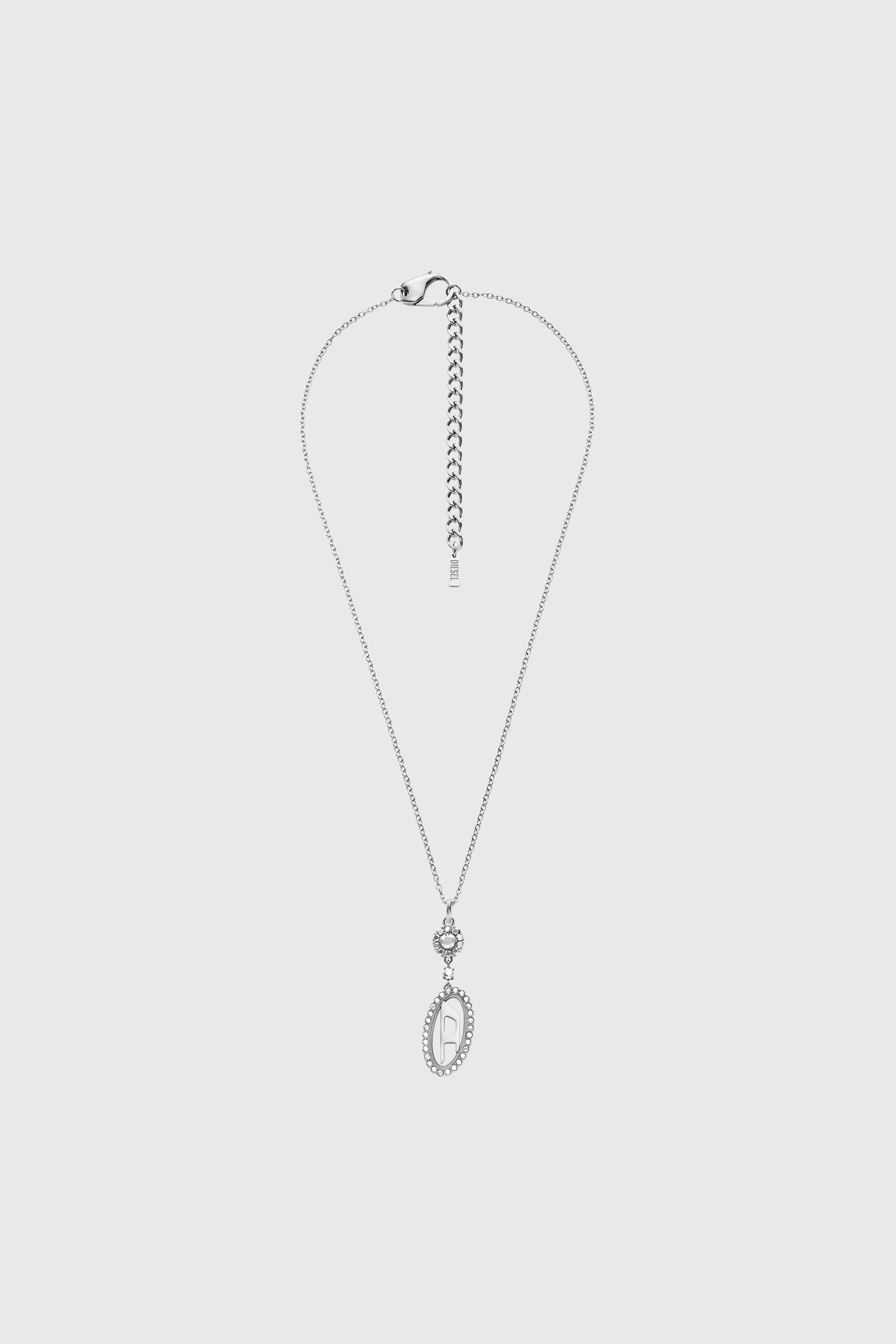 Diesel - DX1750040, Collier en acier inoxydable avec pendentif pav&eacute; Mixte in Gris argent&eacute; - 1