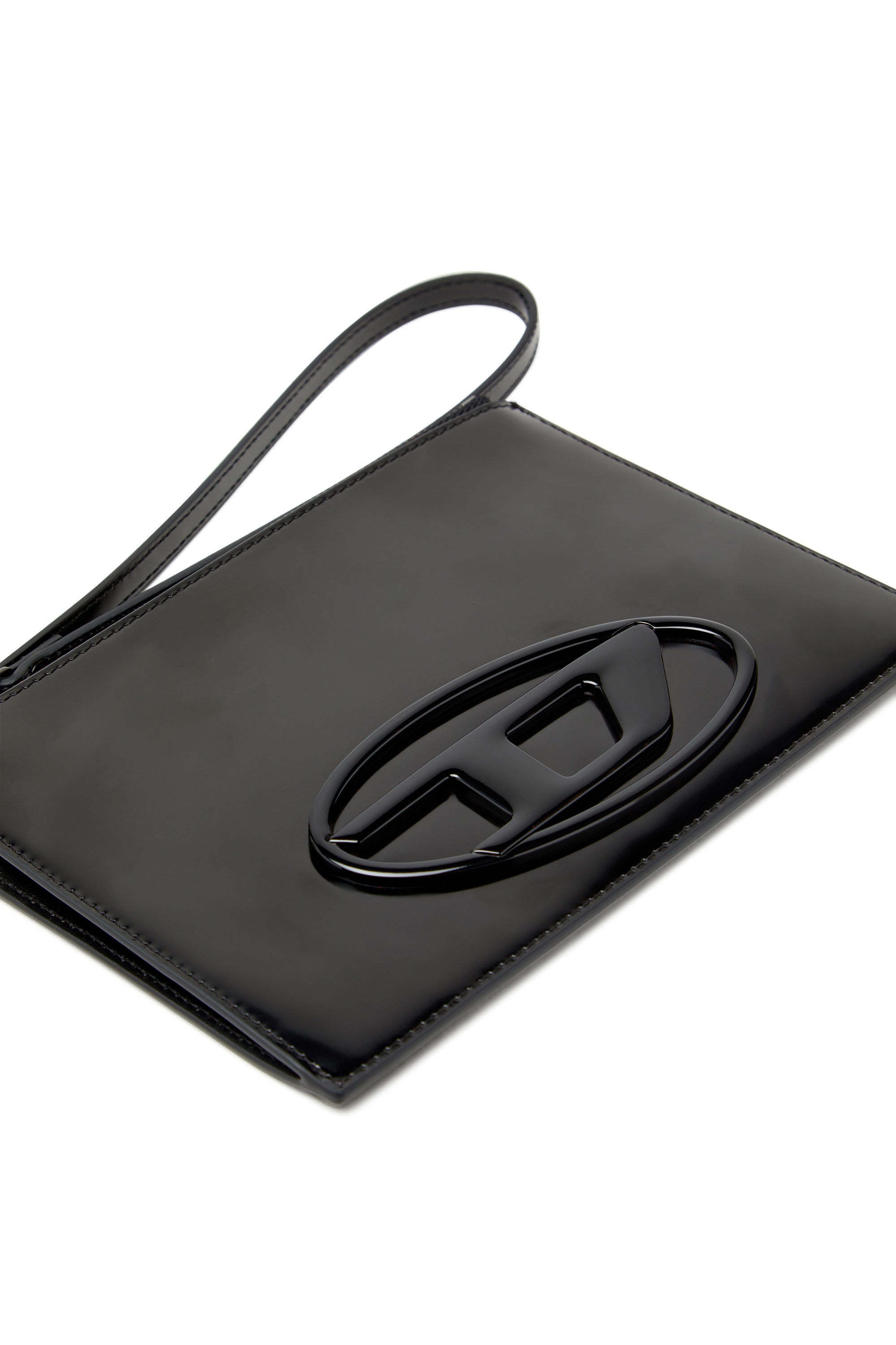 Women's Zipped pouch in mirror leather | Black | Diesel