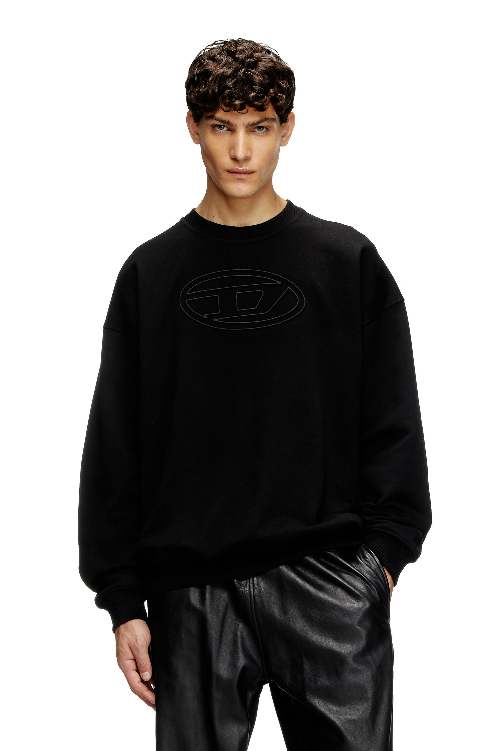 Men's Sweatshirt with embossed Oval D | Black | Diesel
