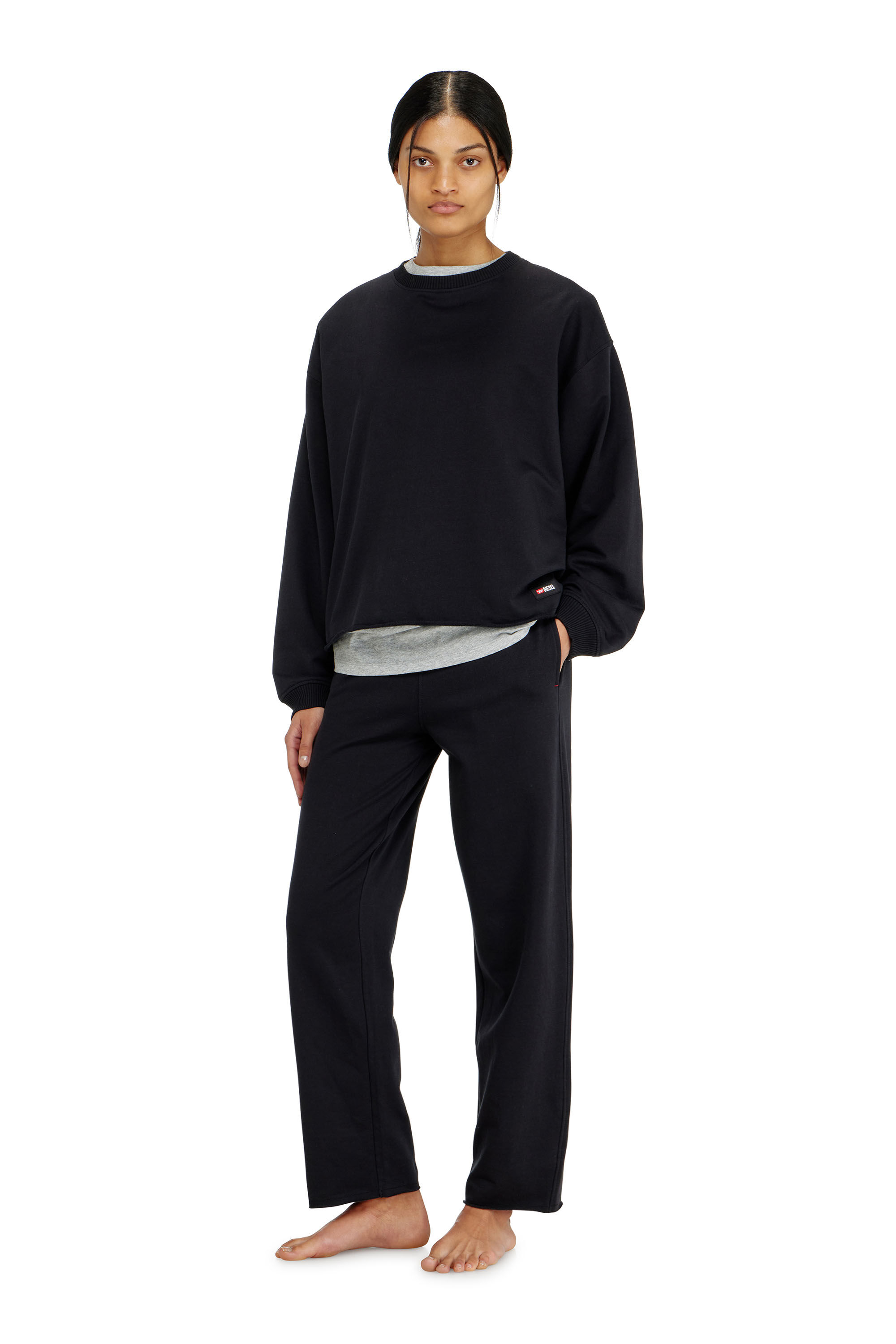 Diesel - PATRICIA-D-CORE, Sweat gratt&eacute; avec ourlet franc Femme in Noir - 1