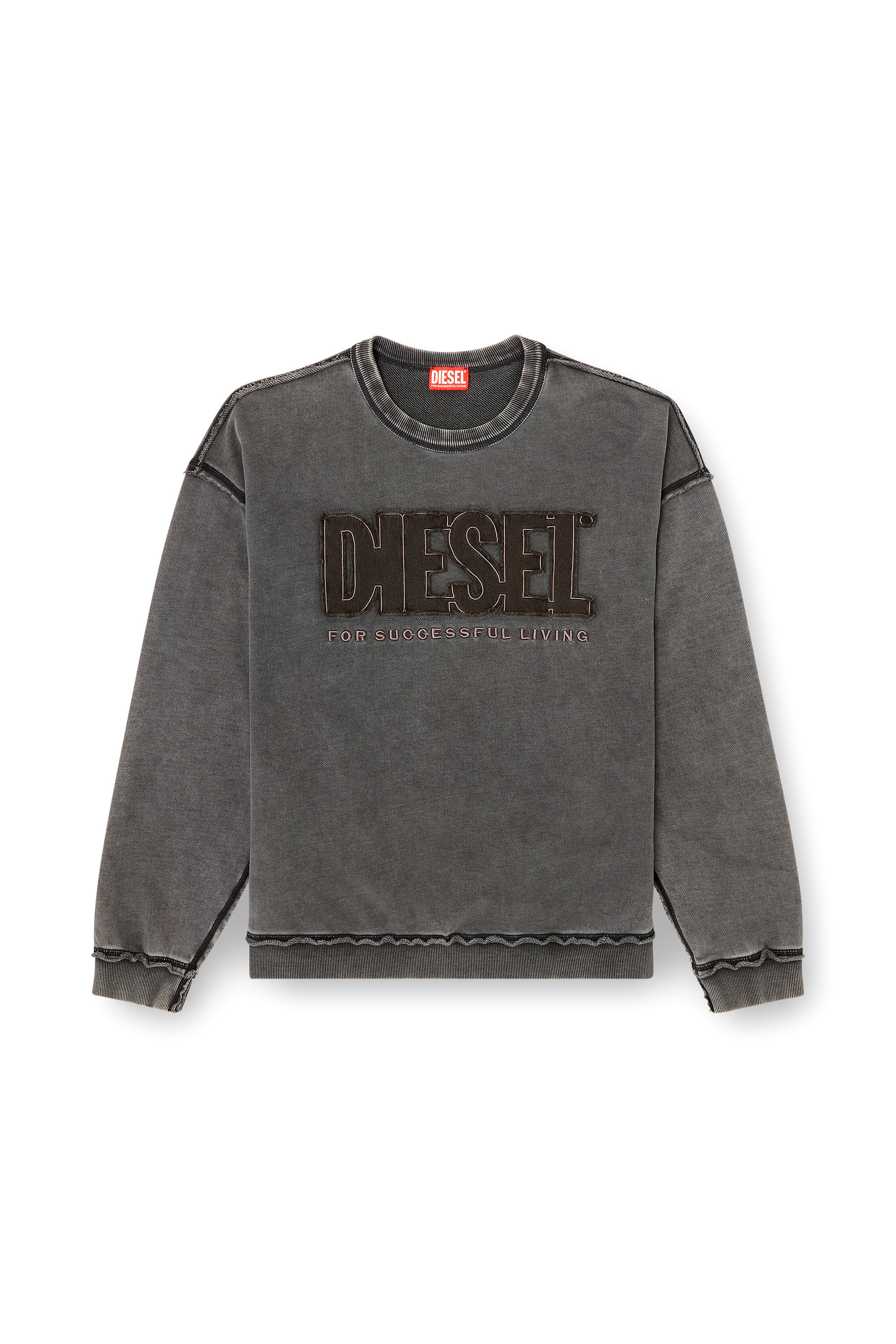 Men's Cotton sweatshirt with appliqué logo | Grey | Diesel BE