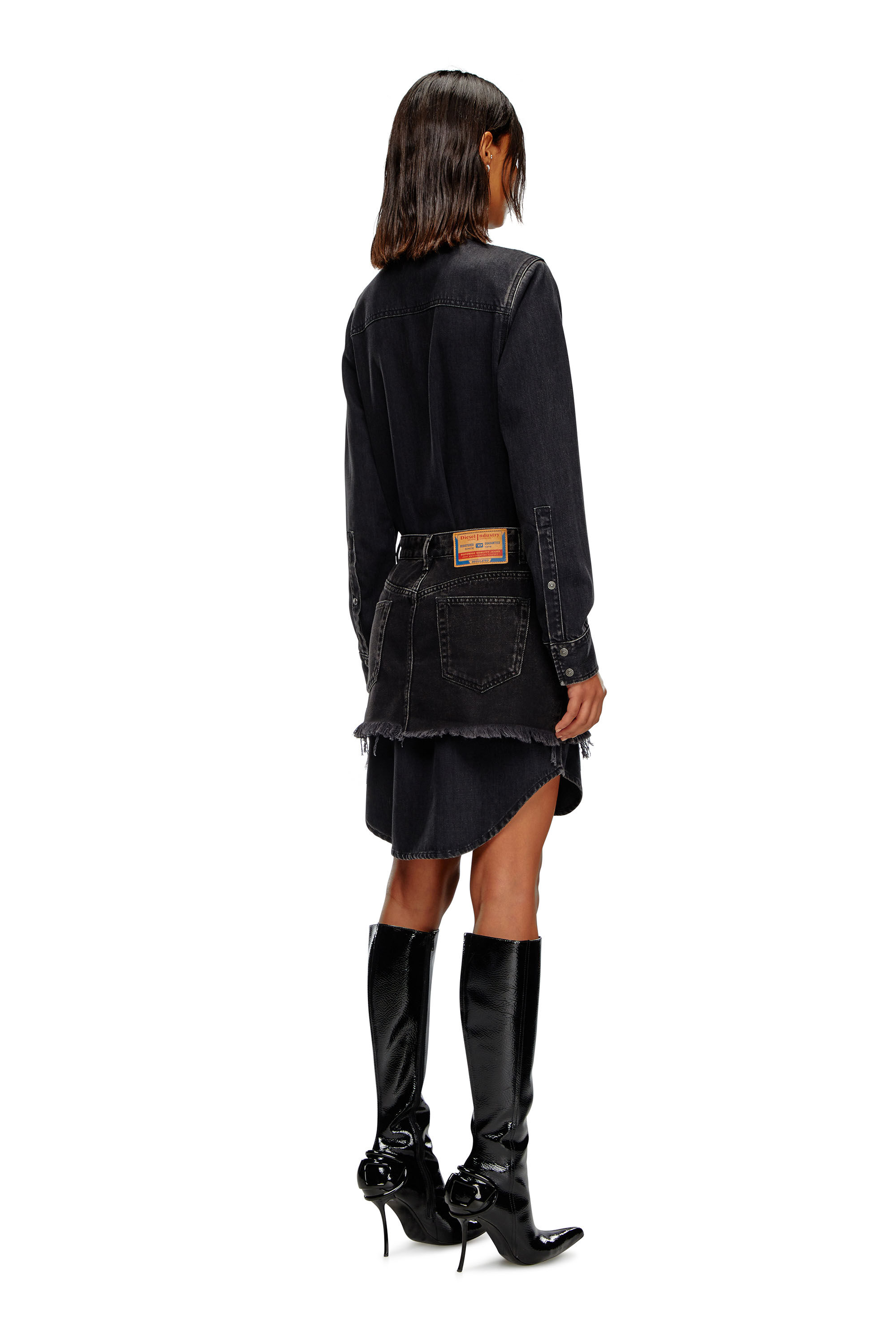 Diesel - DE-DESY-D, Femme Robe en denim avec détail jupe in Noir - Image 4