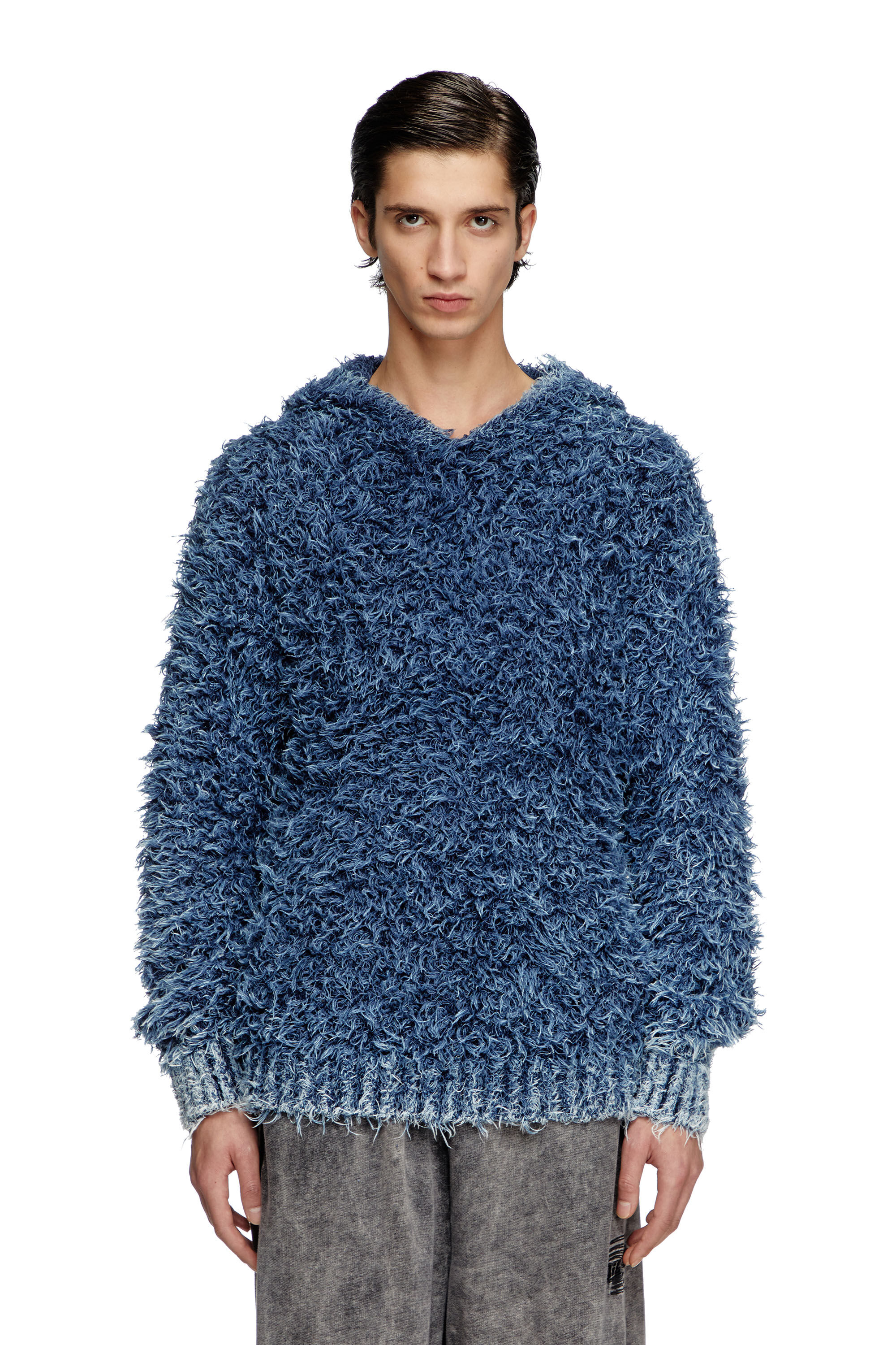 Diesel - K-DAVE, Sweat-shirt à capuche en maille texturée Homme in Bleu - 3