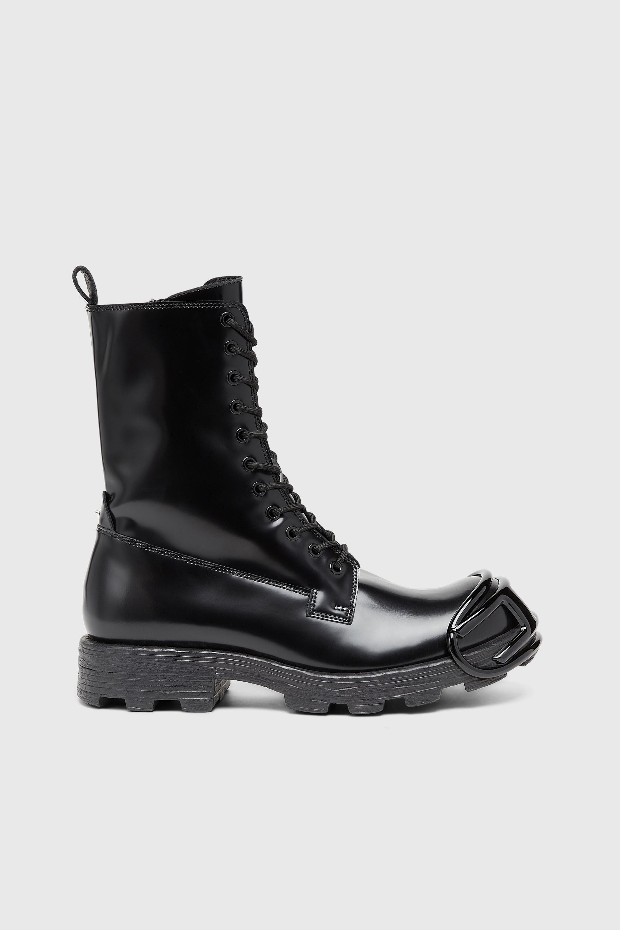 Men's D-Hammer-Leather boots with oval D toe guard | Black | Diesel BE