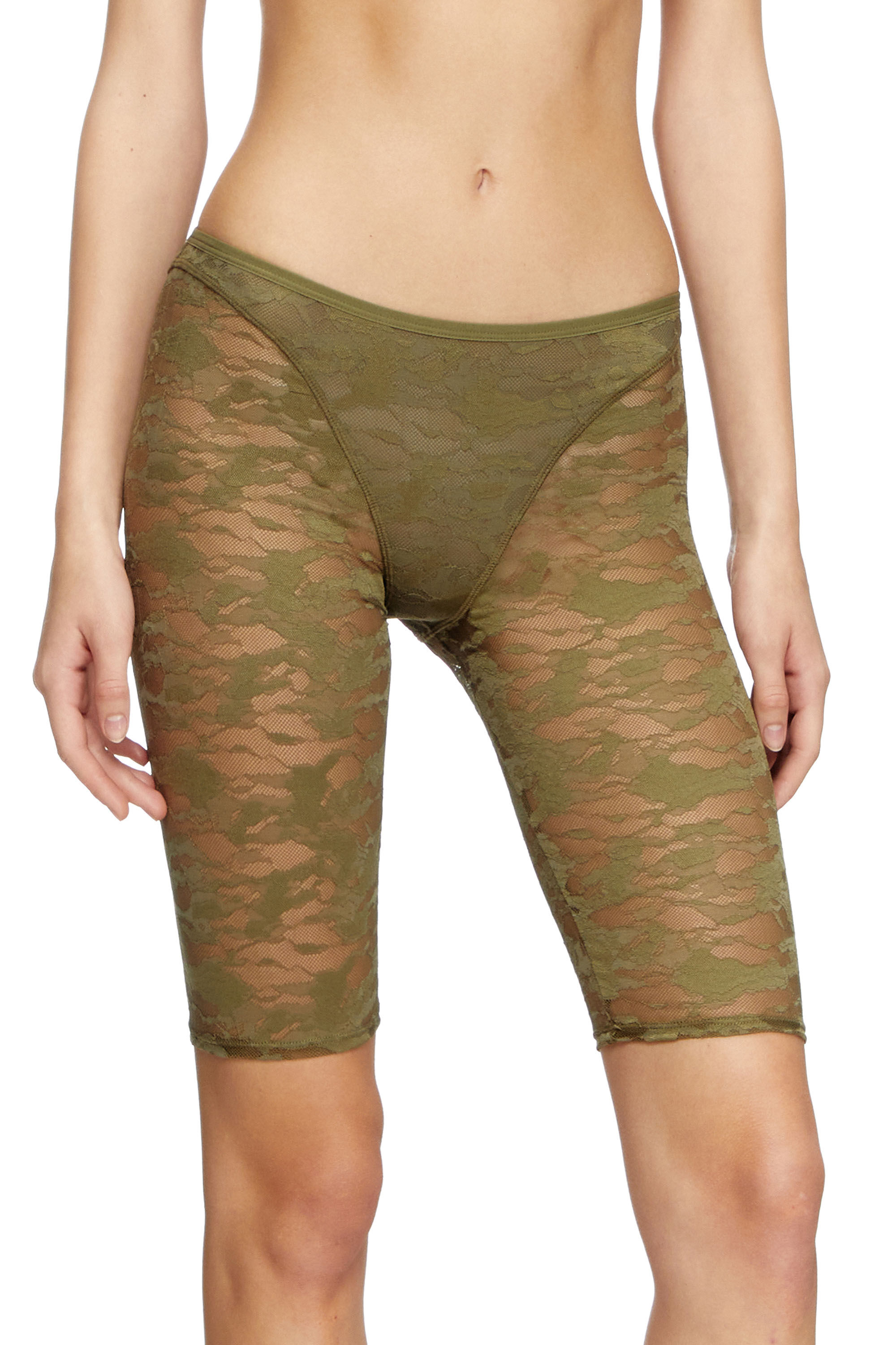 Diesel - UFLB-D-OVAL-LACE-SHORT, Short en dentelle camouflage avec plaque Oval D Femme in Vert - 3