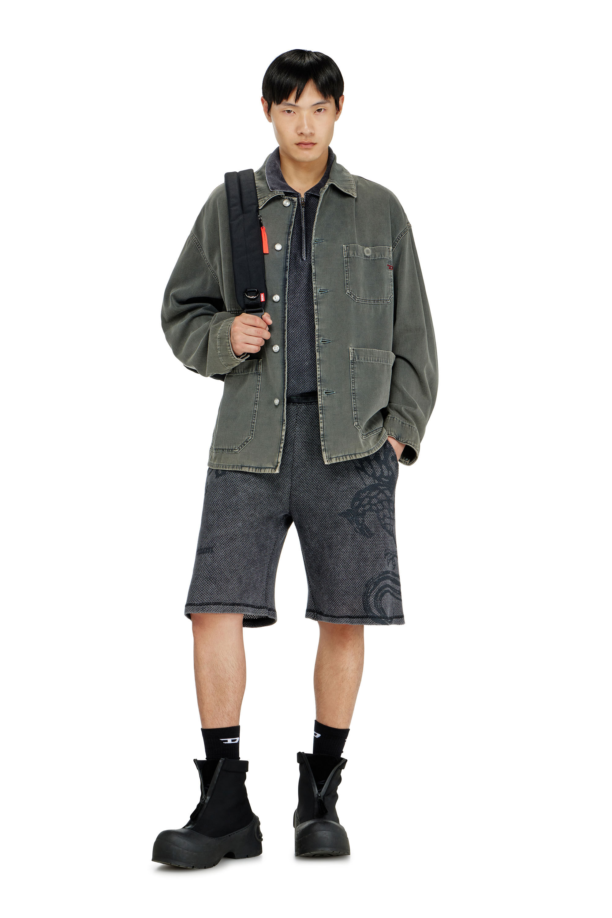 Diesel - P-ERRY, Short pants en coton mesh avec imprim&eacute;s Homme in ToBeDefined - 1
