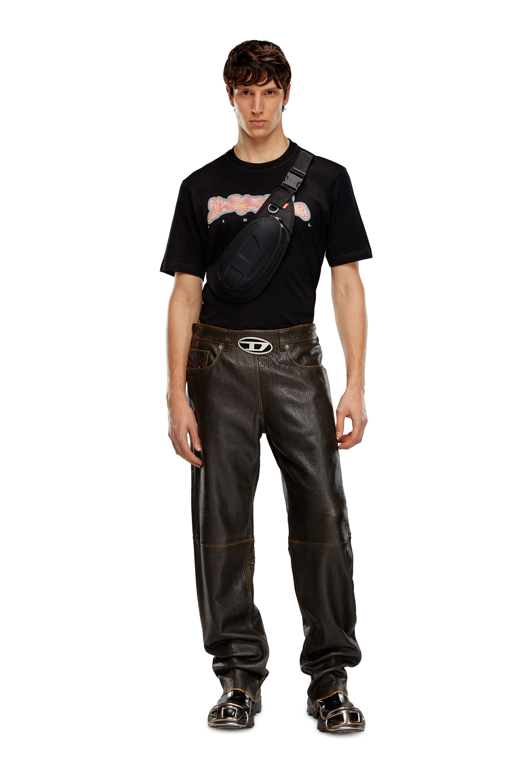 Diesel - T-JUST-N16, Homme T-shirt avec motif camouflage zébré in Noir - Image 1